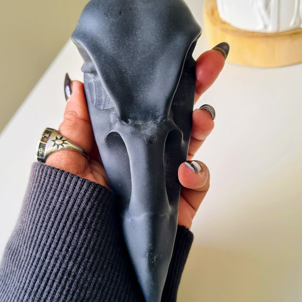 Obsidian Raven Skull | Appx 13.5 cm