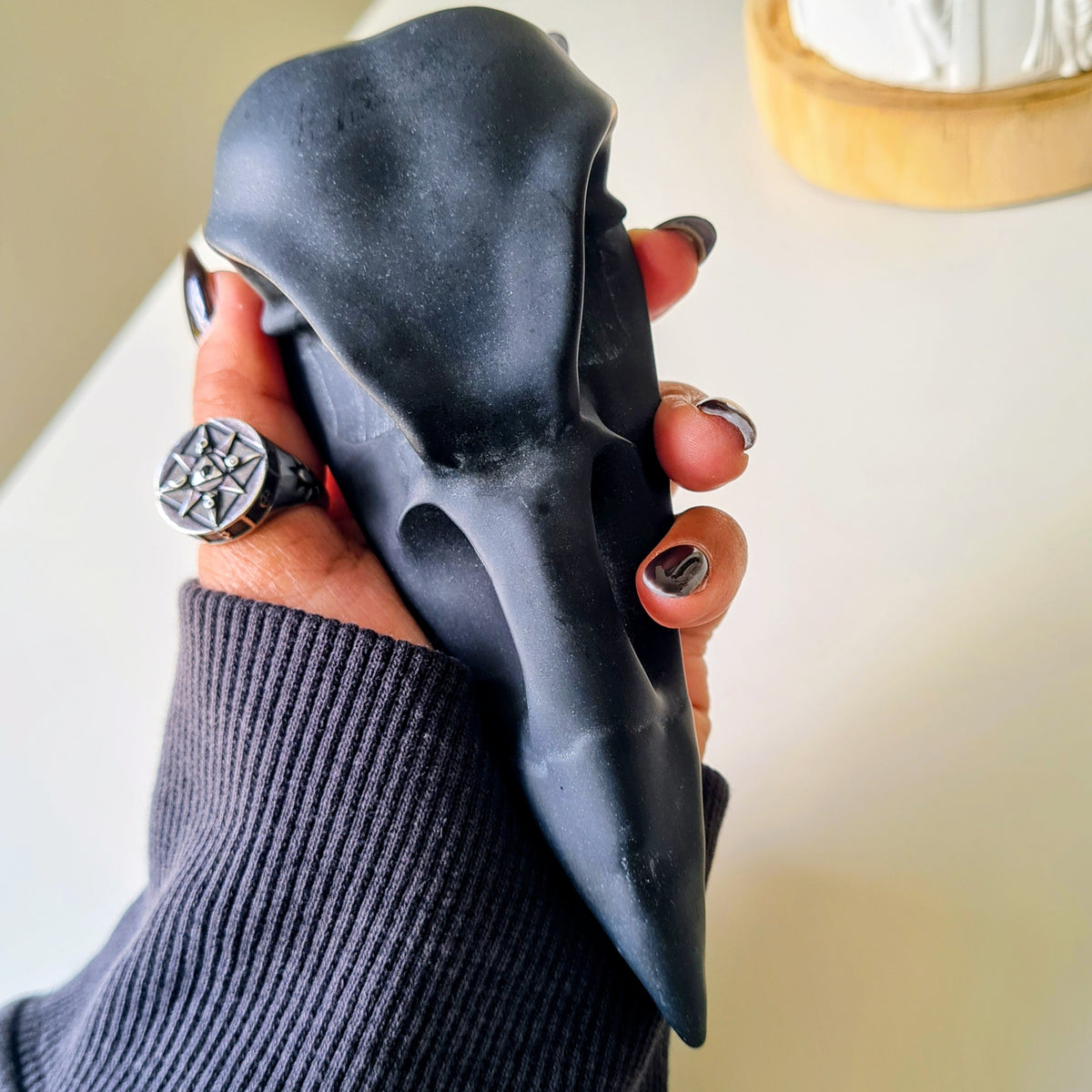 Obsidian Raven Skull | Appx 13.5 cm