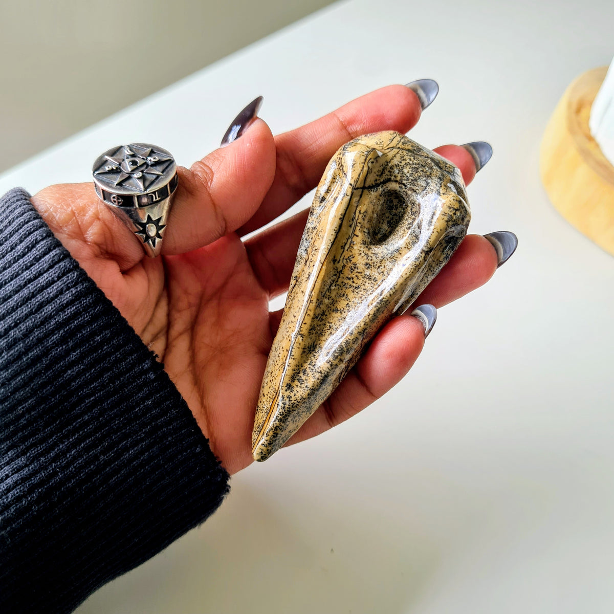 Picture Jasper Raven Skull | Appx 7 cm | Mini