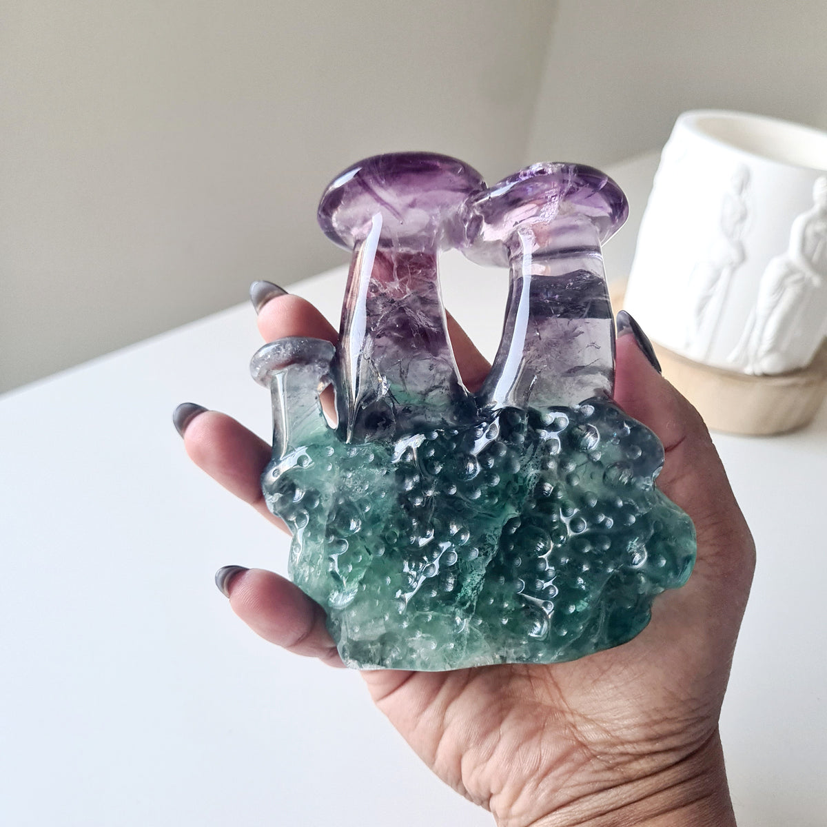 Fluorite Crystal Mushroom family🍄 | 10.6 cm tall