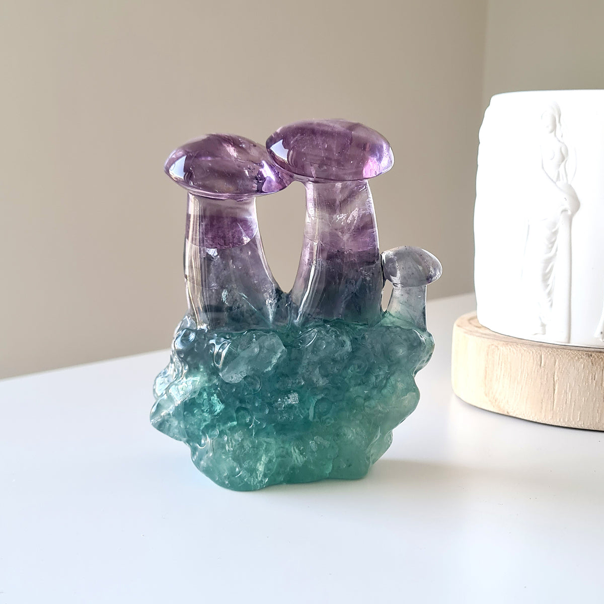 Fluorite Crystal Mushroom family🍄 | 10.6 cm tall