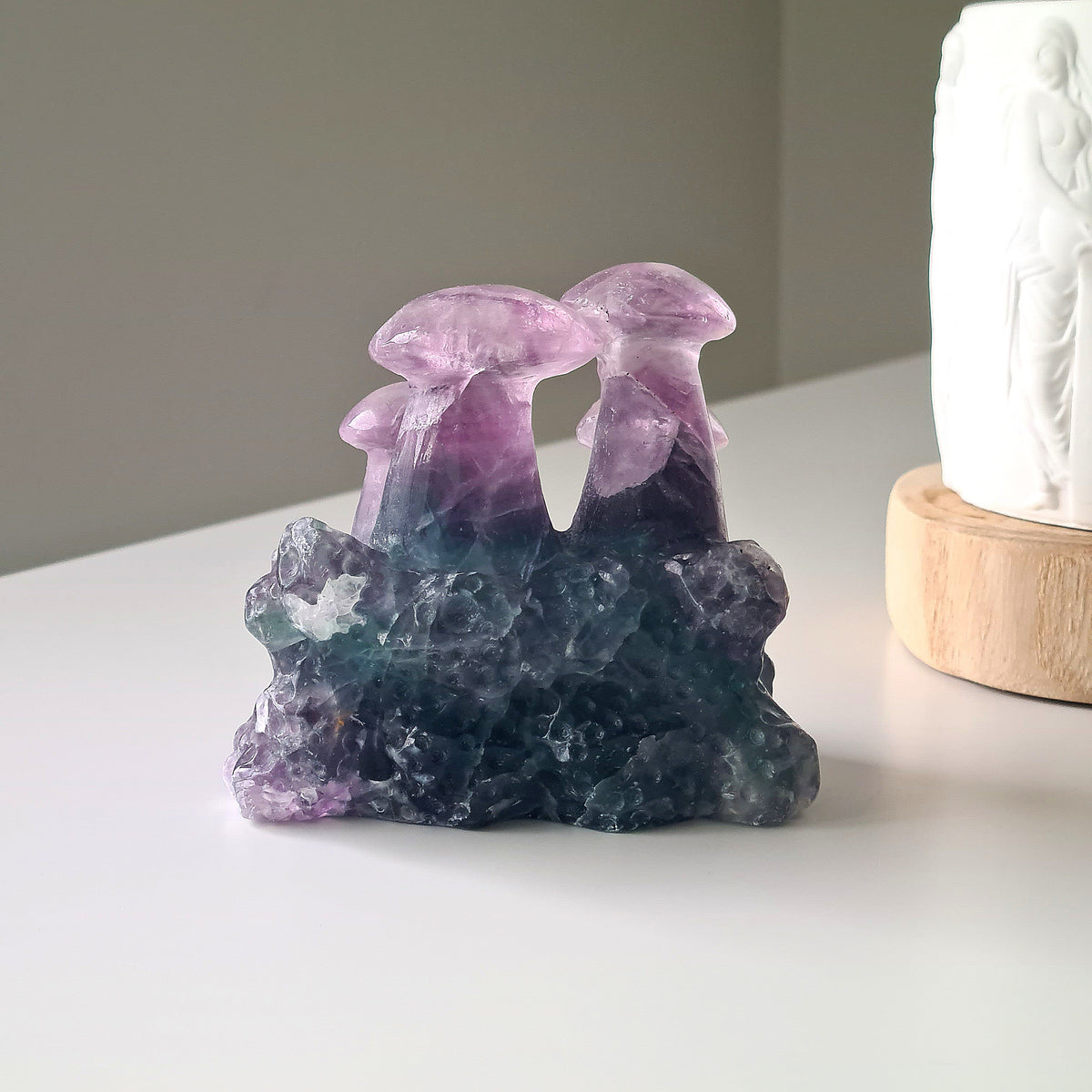Fluorite Crystal Mushroom Family π | 8.7 cm