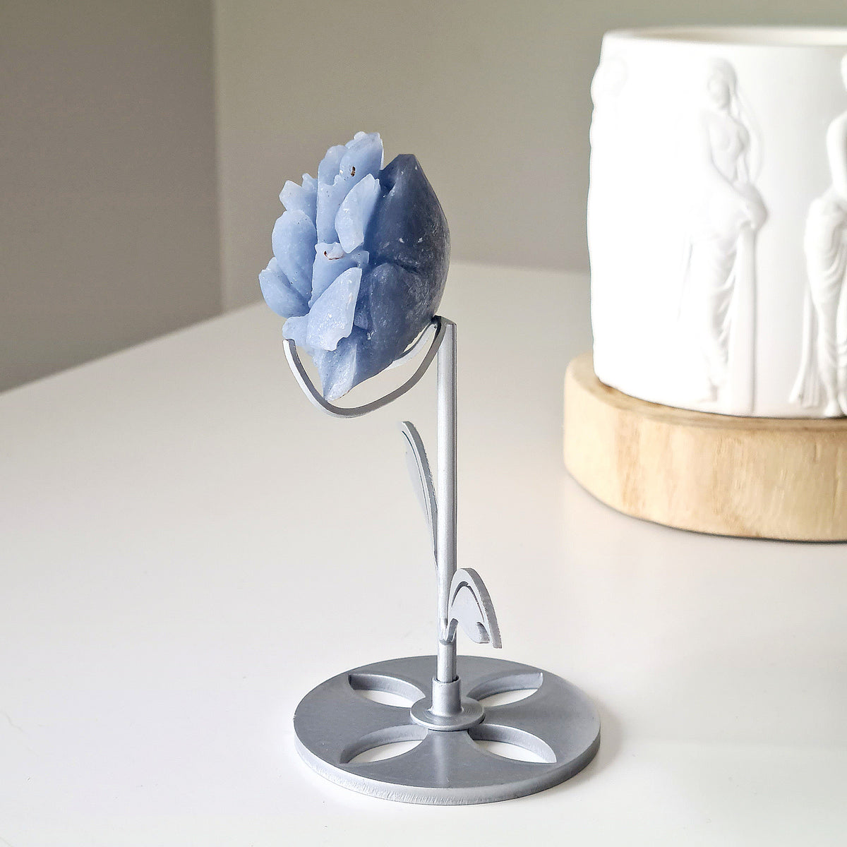 Angelite Flower On Stand | 6.5 cm flower