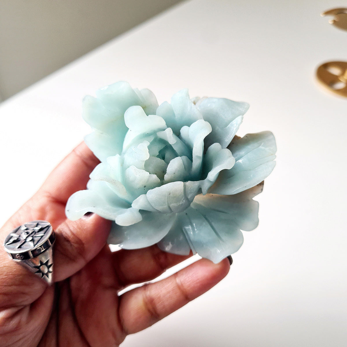 Carribean Calcite Crystal Flower On Stand | 8 cm flower