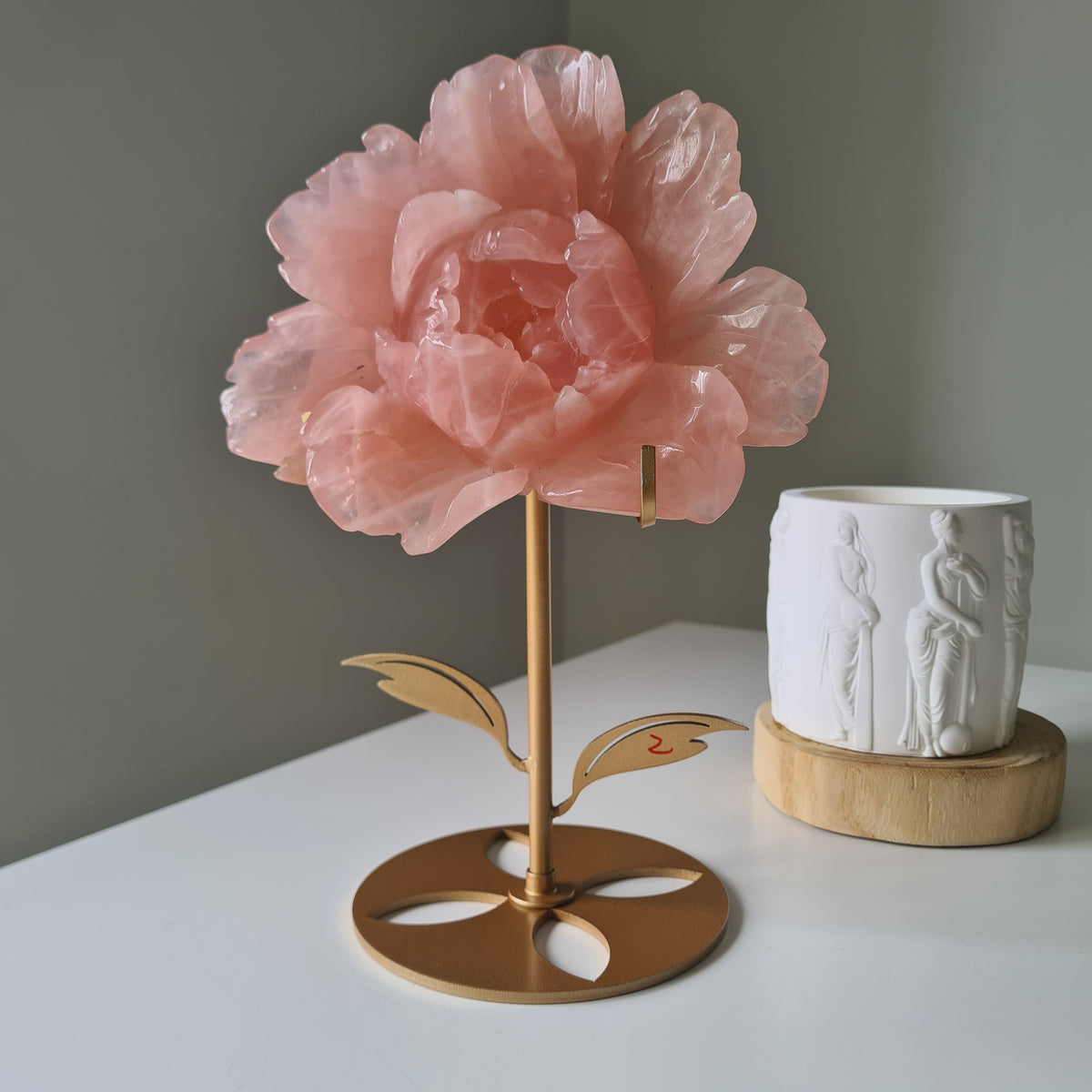 Rose Quartz Flower On Stand | 16 cm