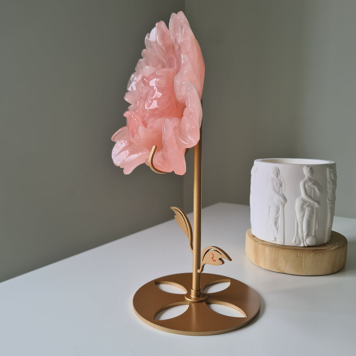 Rose Quartz Flower On Stand | 16 cm