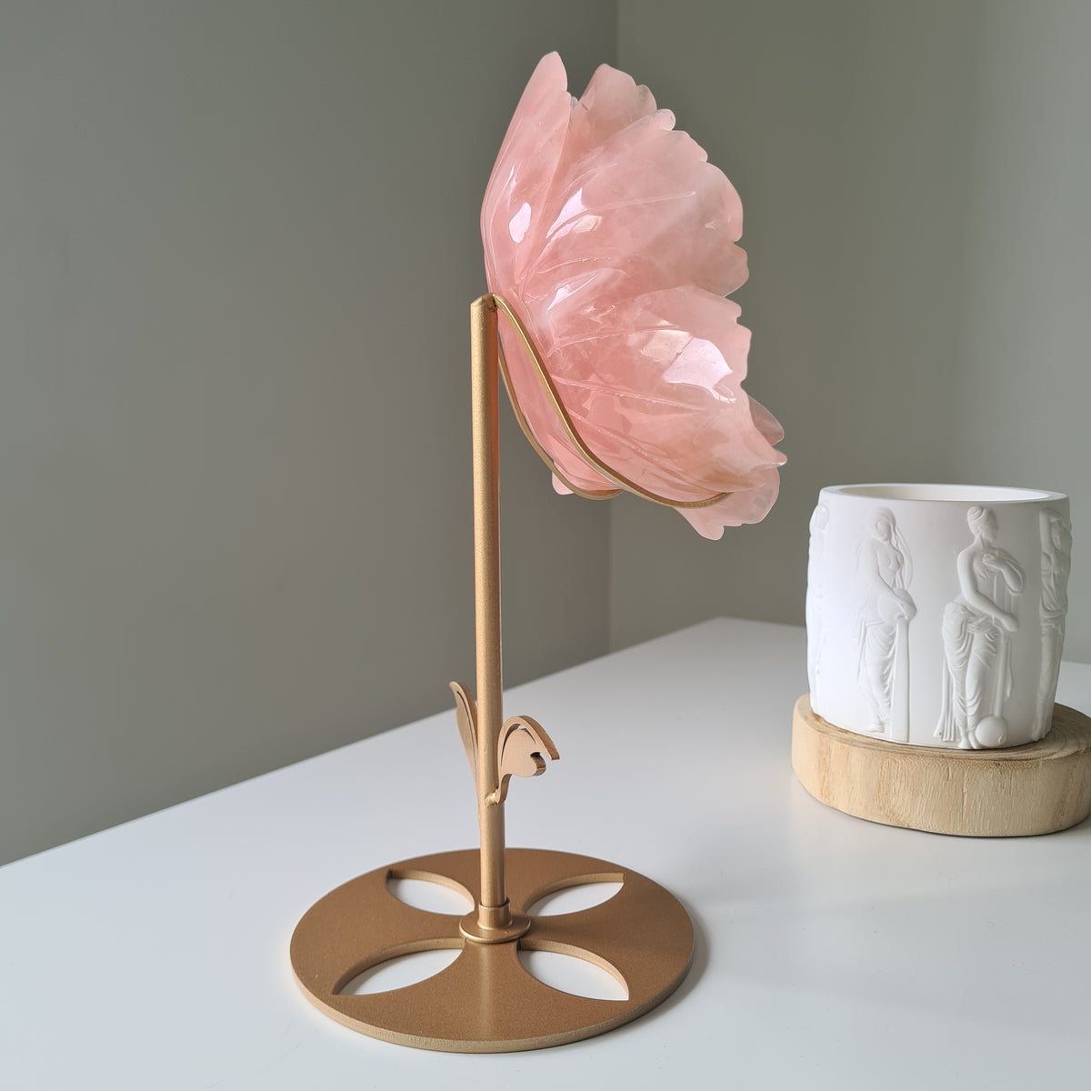 Rose Quartz Flower On Stand | 16 cm