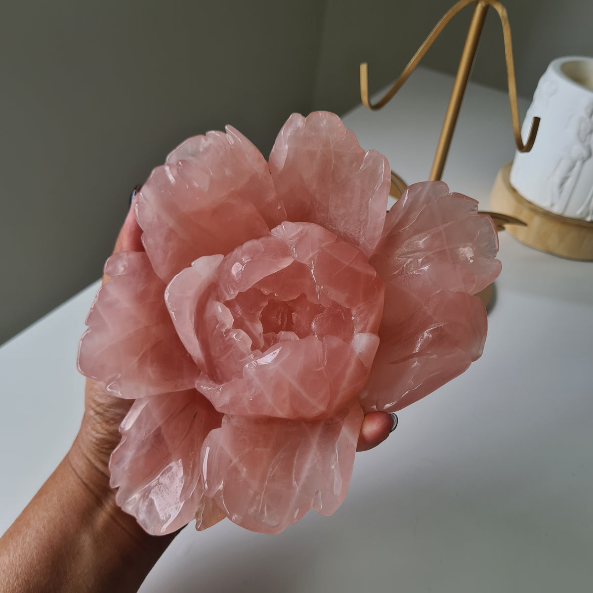 Rose Quartz Flower On Stand | 16 cm