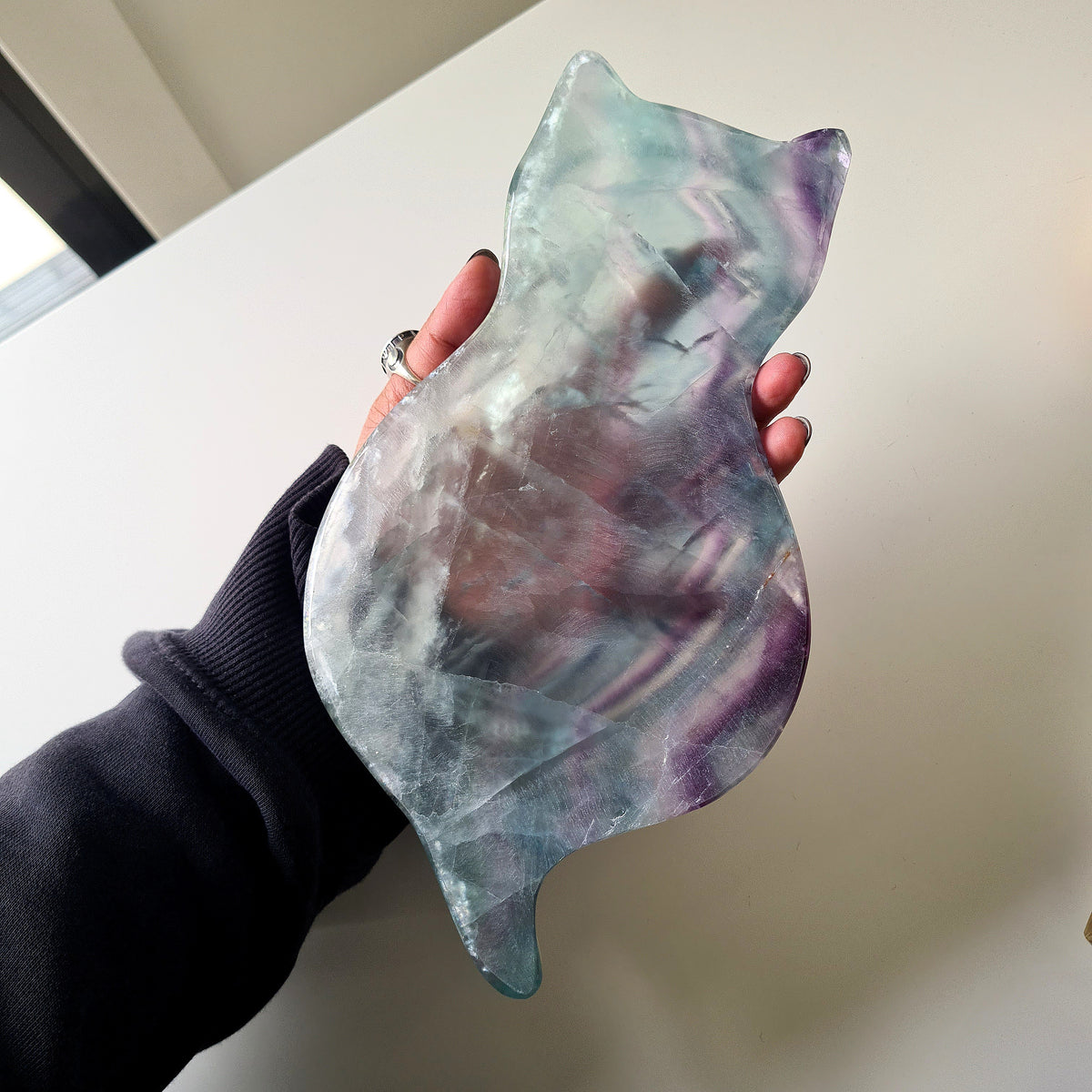 Fluorite Cat Dish π | 24.5 cm | Incredible Rainbows