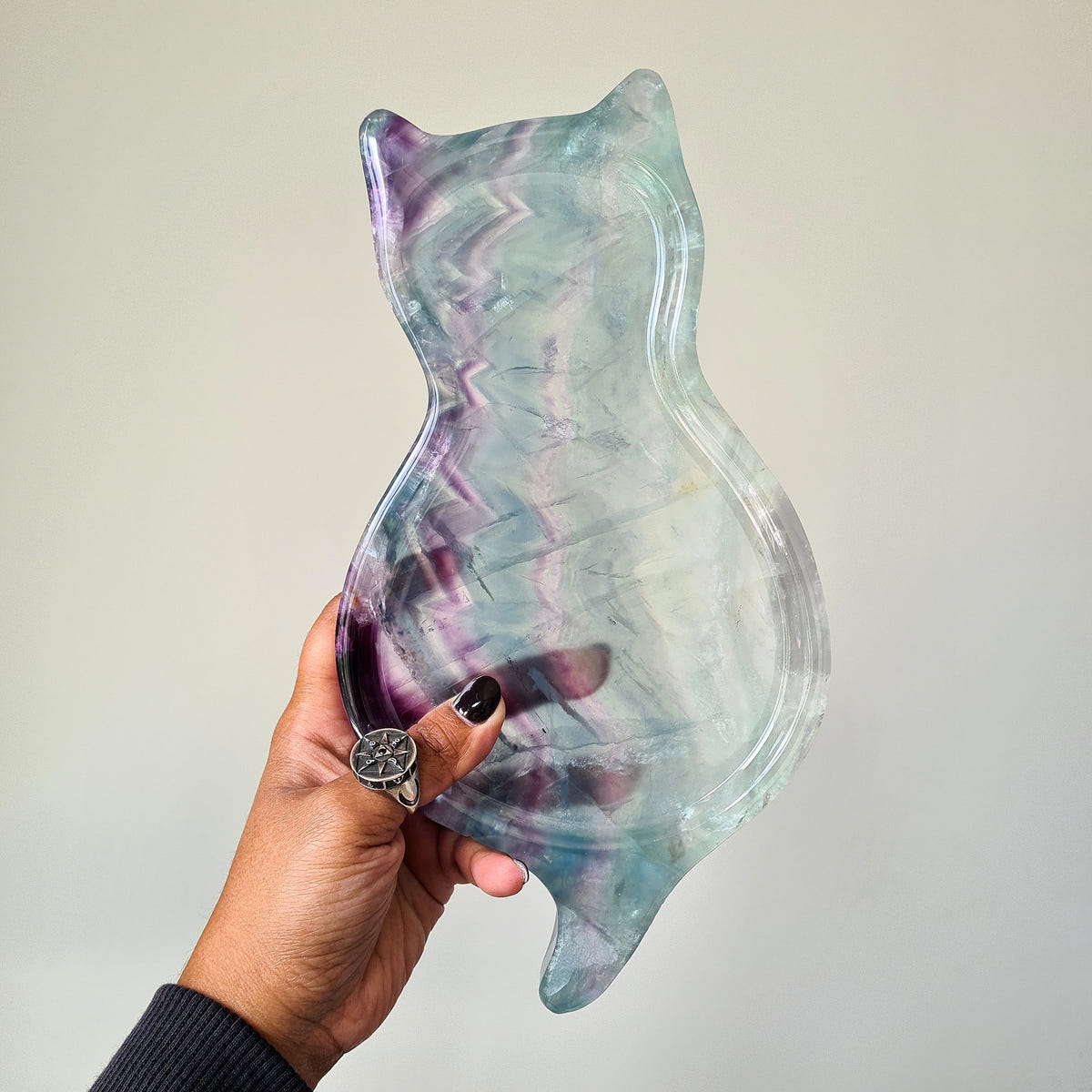 Fluorite Cat Dish 🐈 | 24.5 cm | Incredible Rainbows