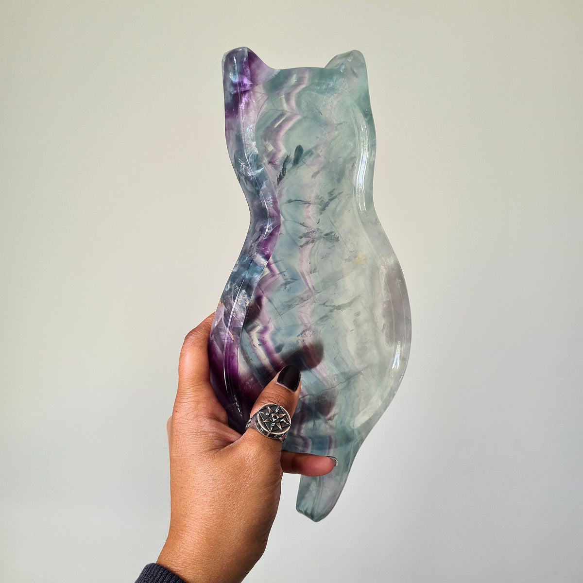 Fluorite Cat Dish π | 24.5 cm | Incredible Rainbows