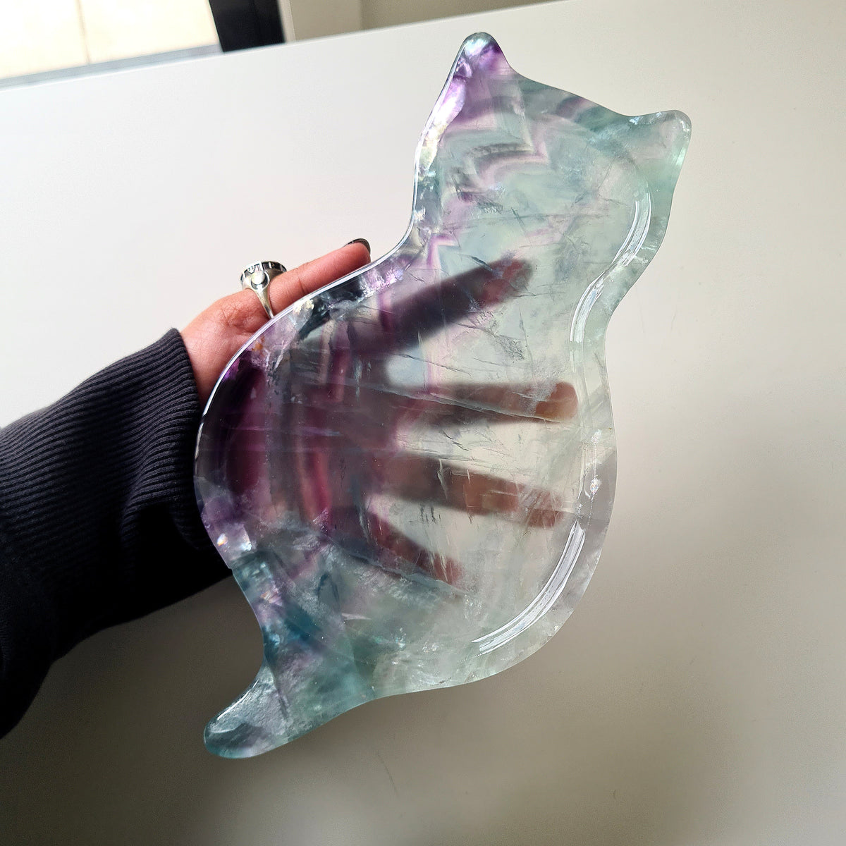 Fluorite Cat Dish π | 24.5 cm | Incredible Rainbows