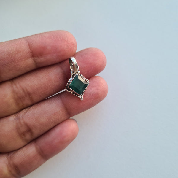 Emerald Silver Pendant