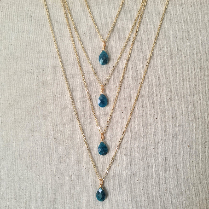 'Blue Apatite' Necklace ~ Peaceful Energy (Gold)