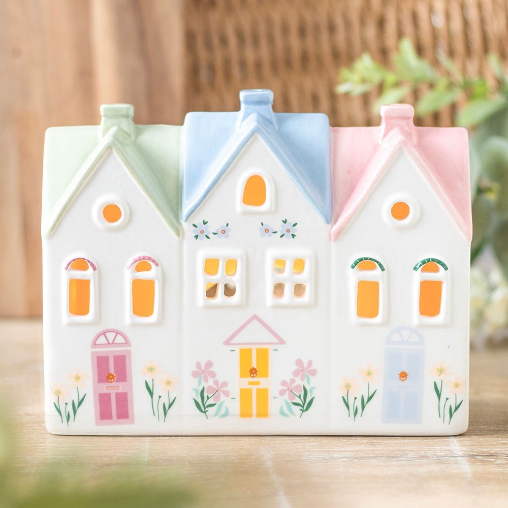 White Cottage Ceramic Incense Cone Burner And Tealight Holder