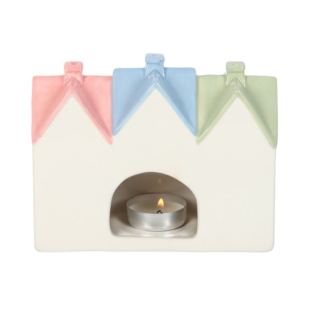 White Cottage Ceramic Incense Cone Burner And Tealight Holder
