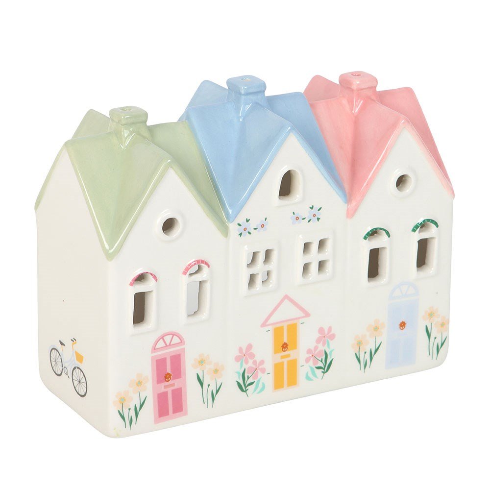 White Cottage Ceramic Incense Cone Burner And Tealight Holder
