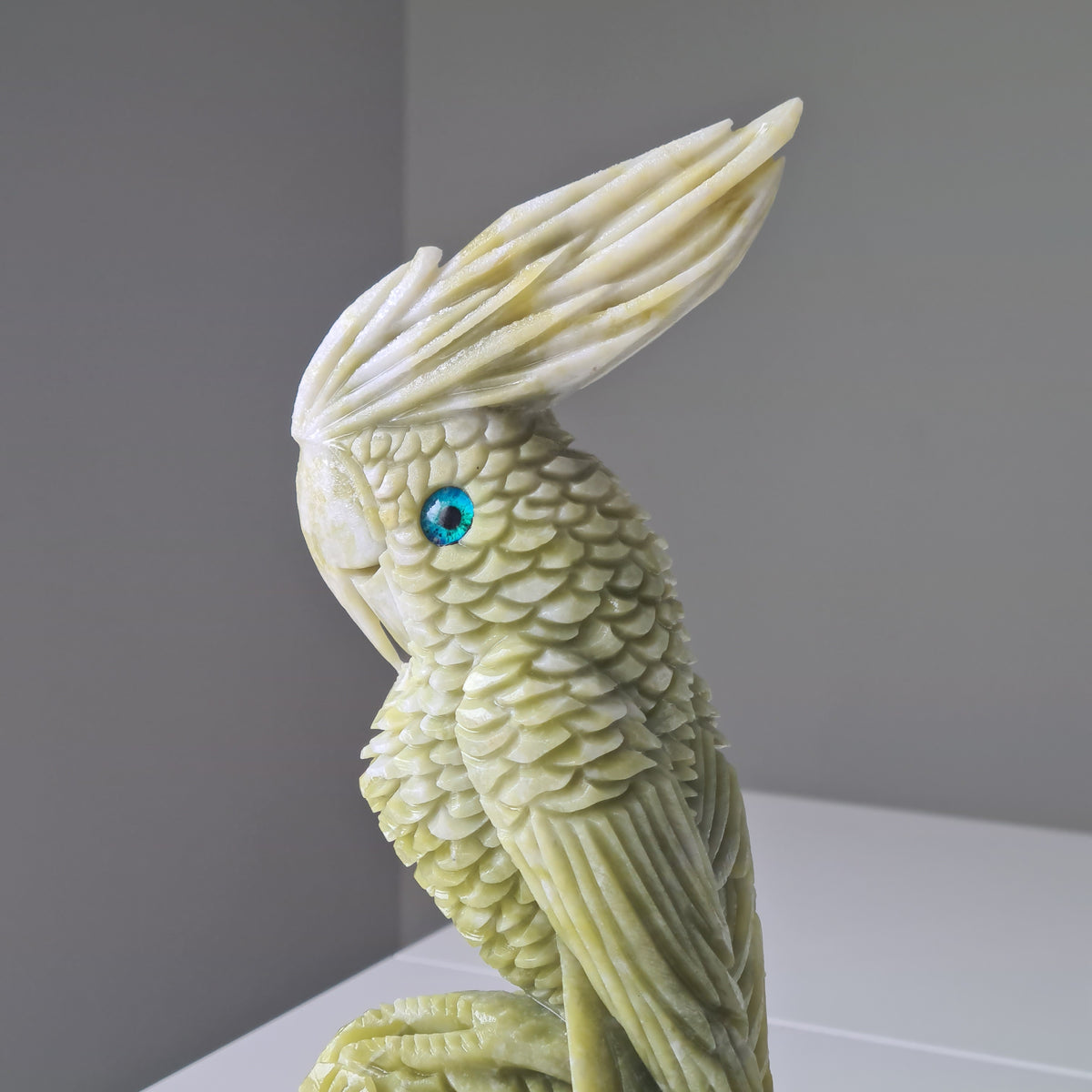 Jade Crystal Bird | Piece A | Handcarved | 23.8 cm tall