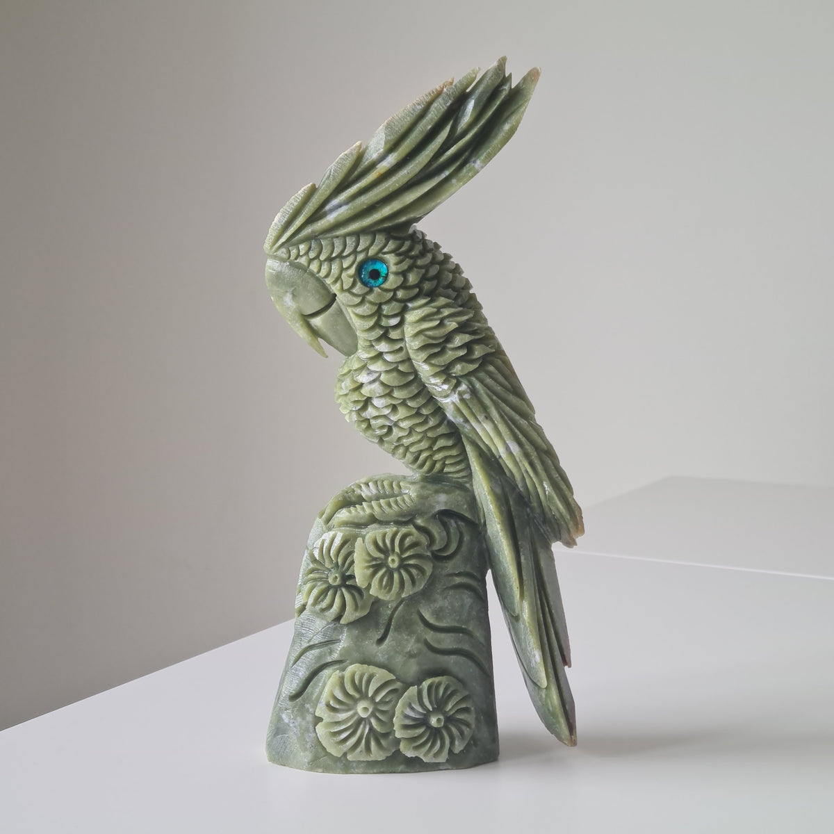 Jade Crystal Bird | Piece A | Handcarved | 24 cm tall