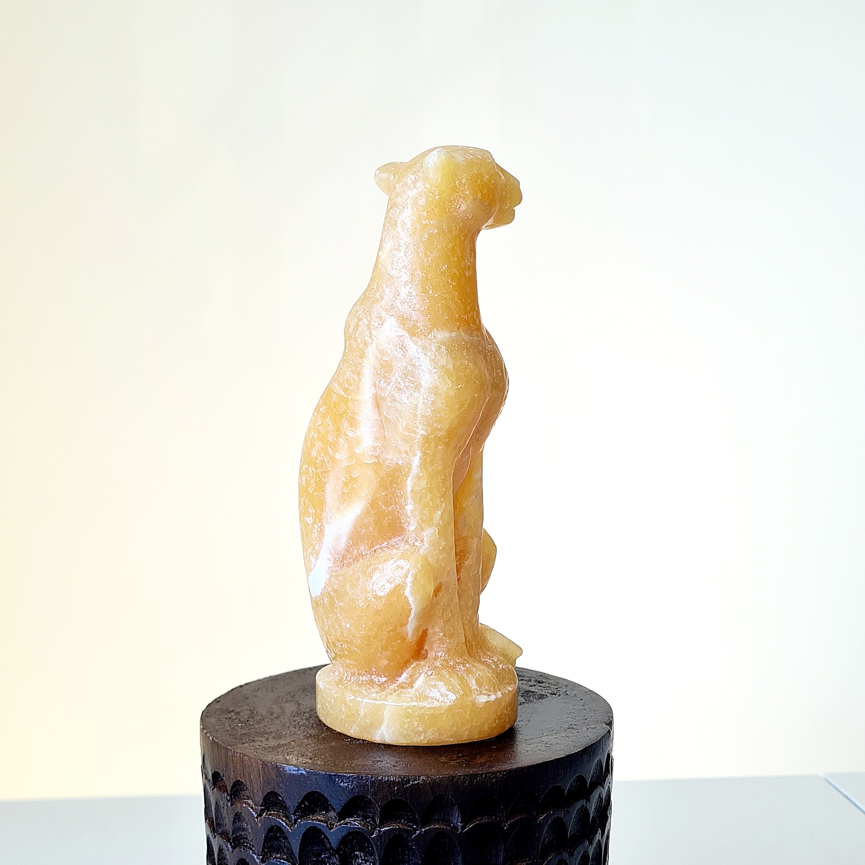 Calcite leopard Carving | 500 g | Appx 15 cm tall