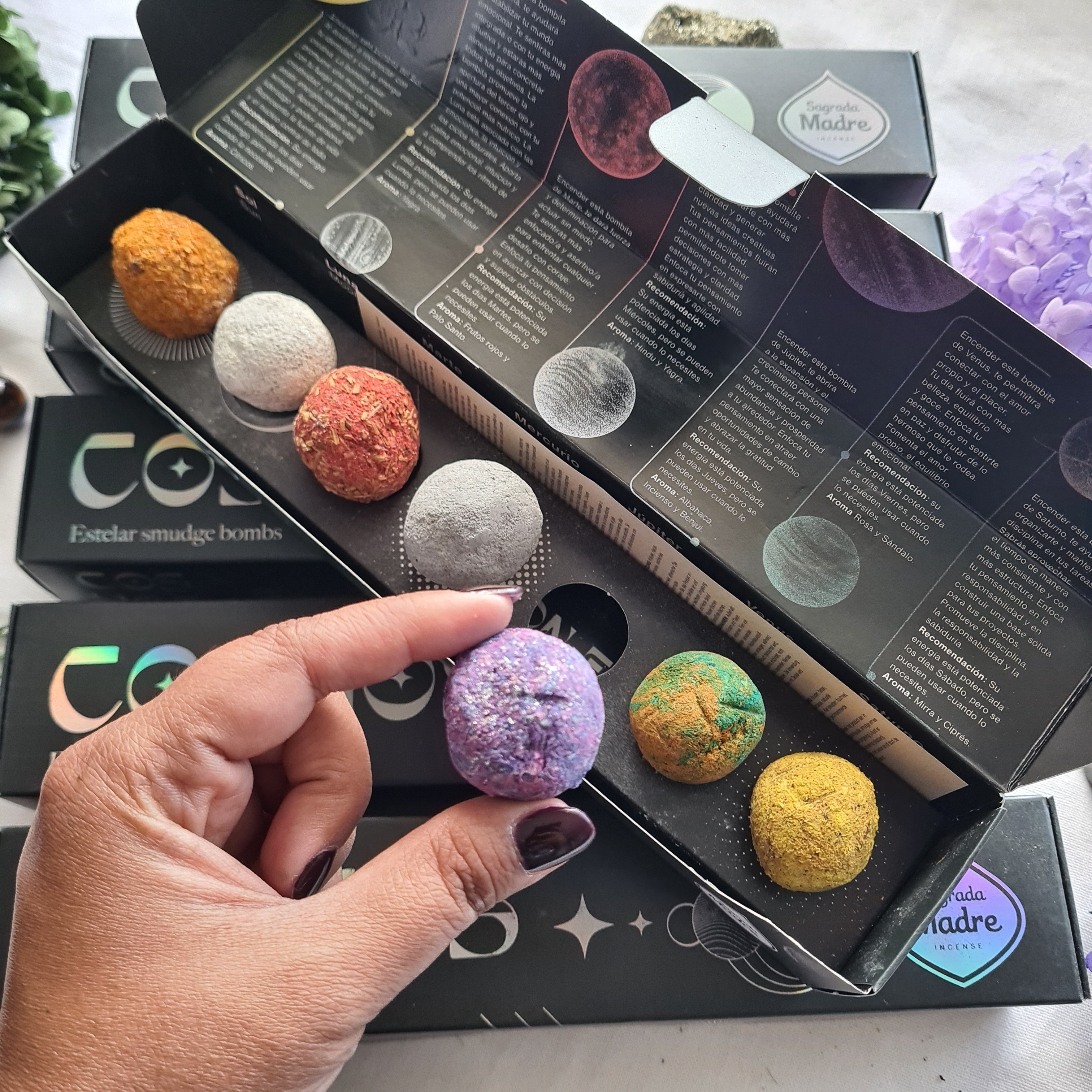 Cosmos Smudge Bombs โ Planetary Incense Set (Box of 7)