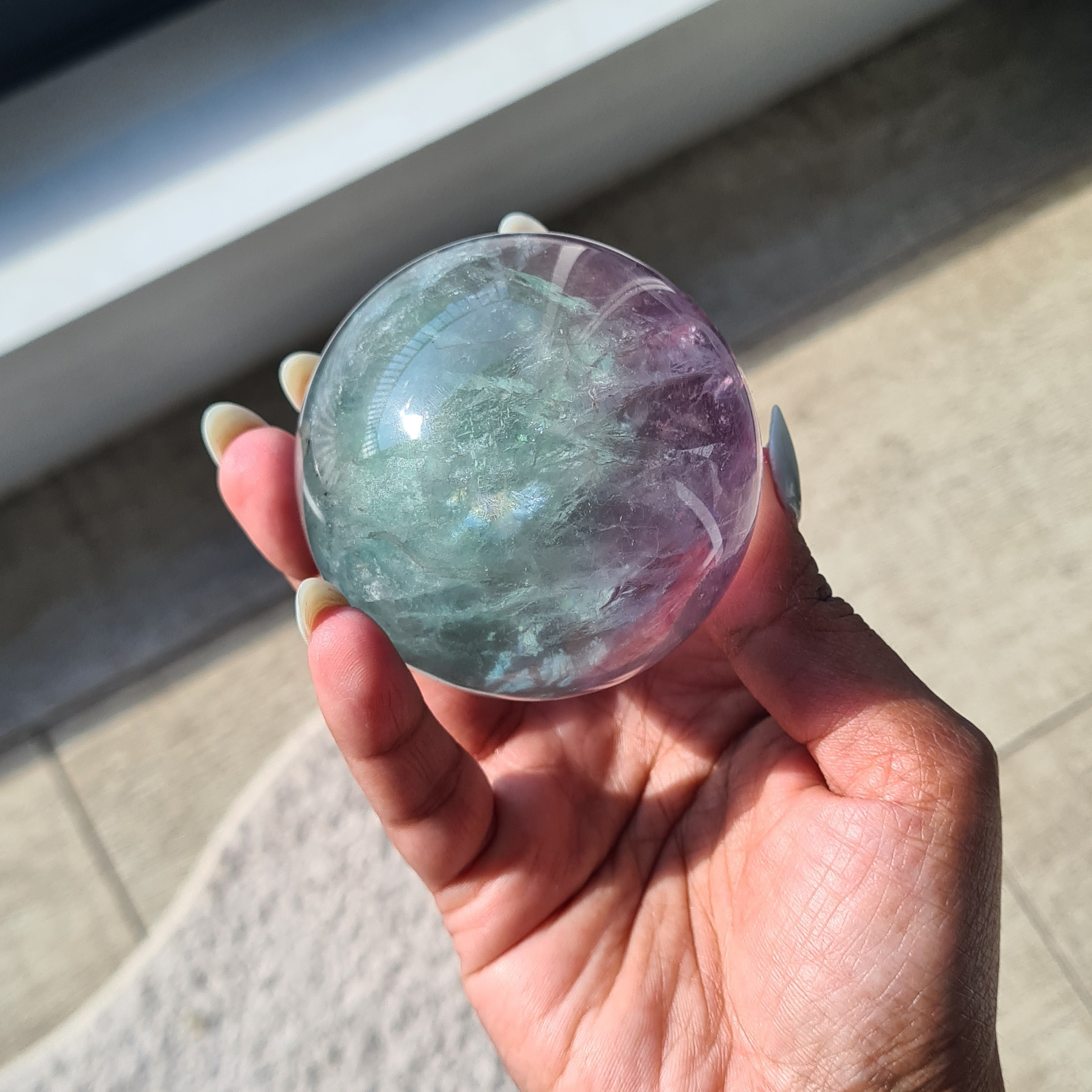 Fluorite Crystal Sphere with stand | B | 390 g