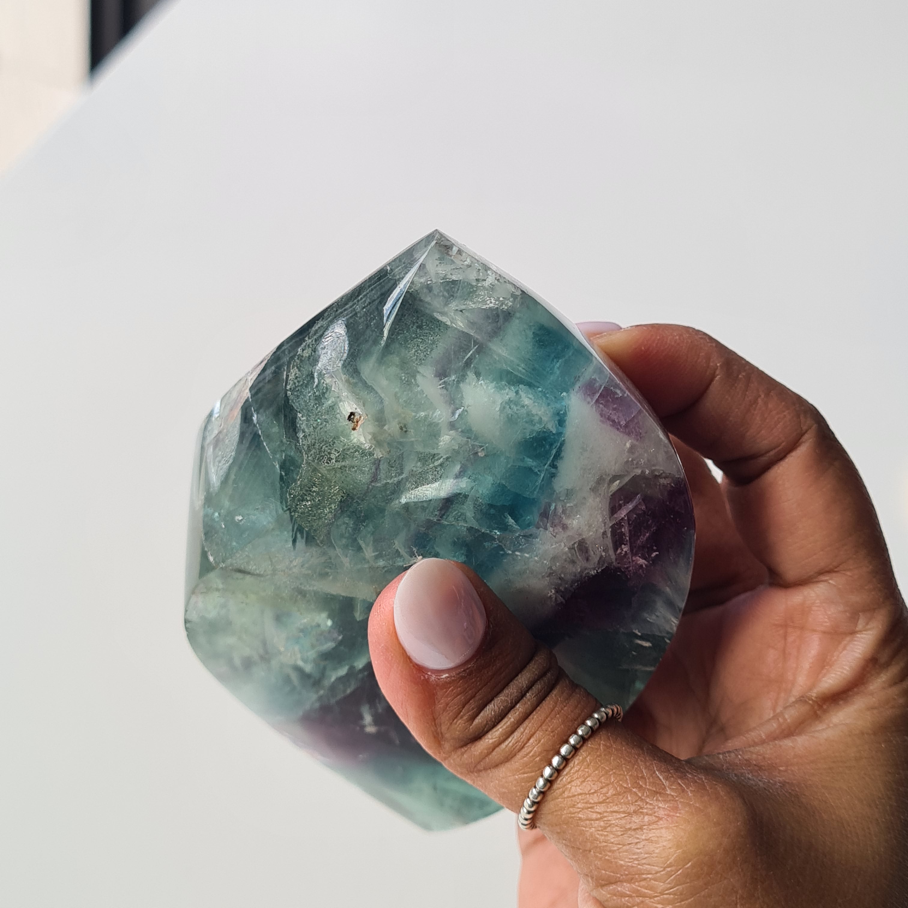 Dreamy Fluorite on Stand | Natural imperfections visible | More green in naked eyes | 19 Cm tall with stand