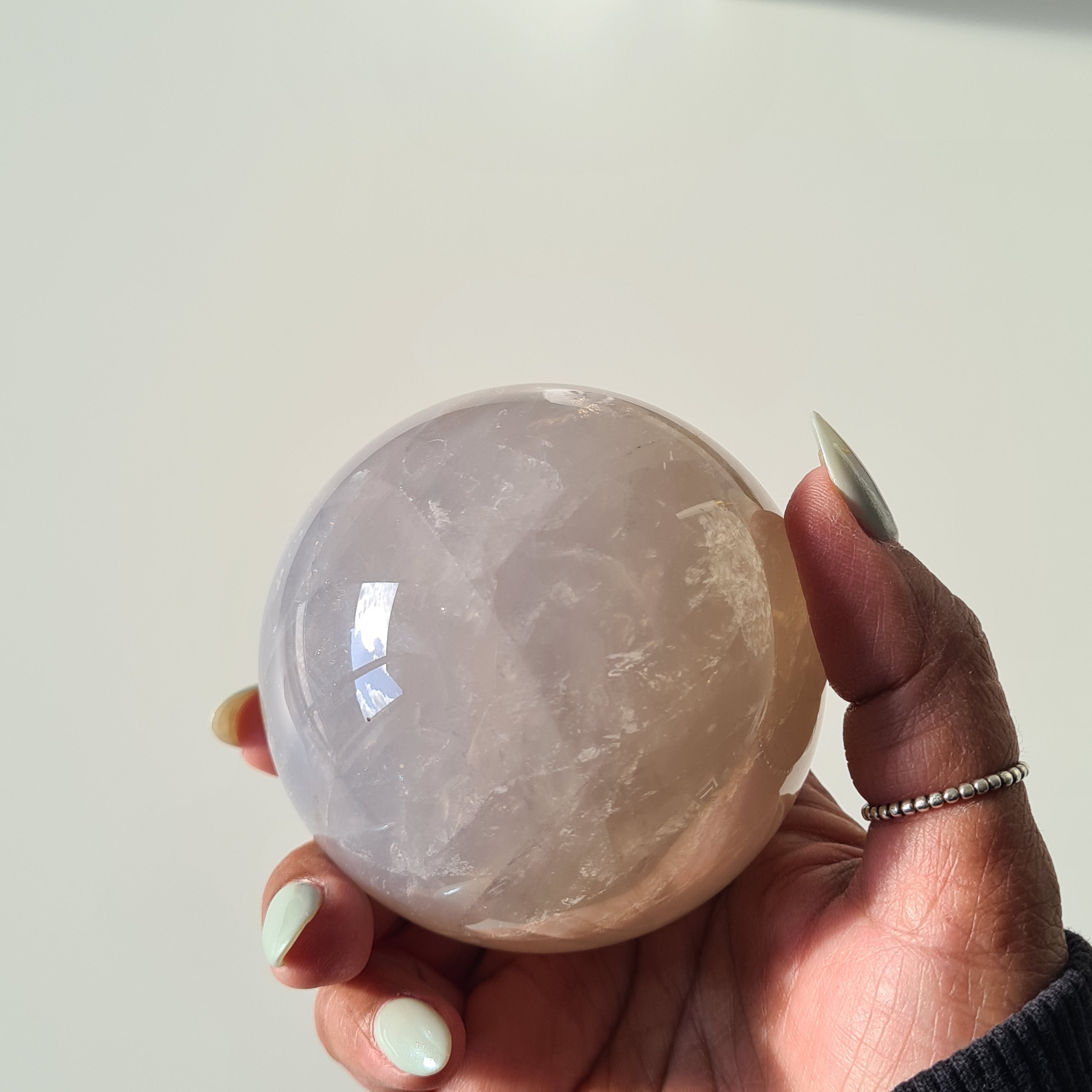 Blue Rose Quartz Sphere with stand | A | 450 g