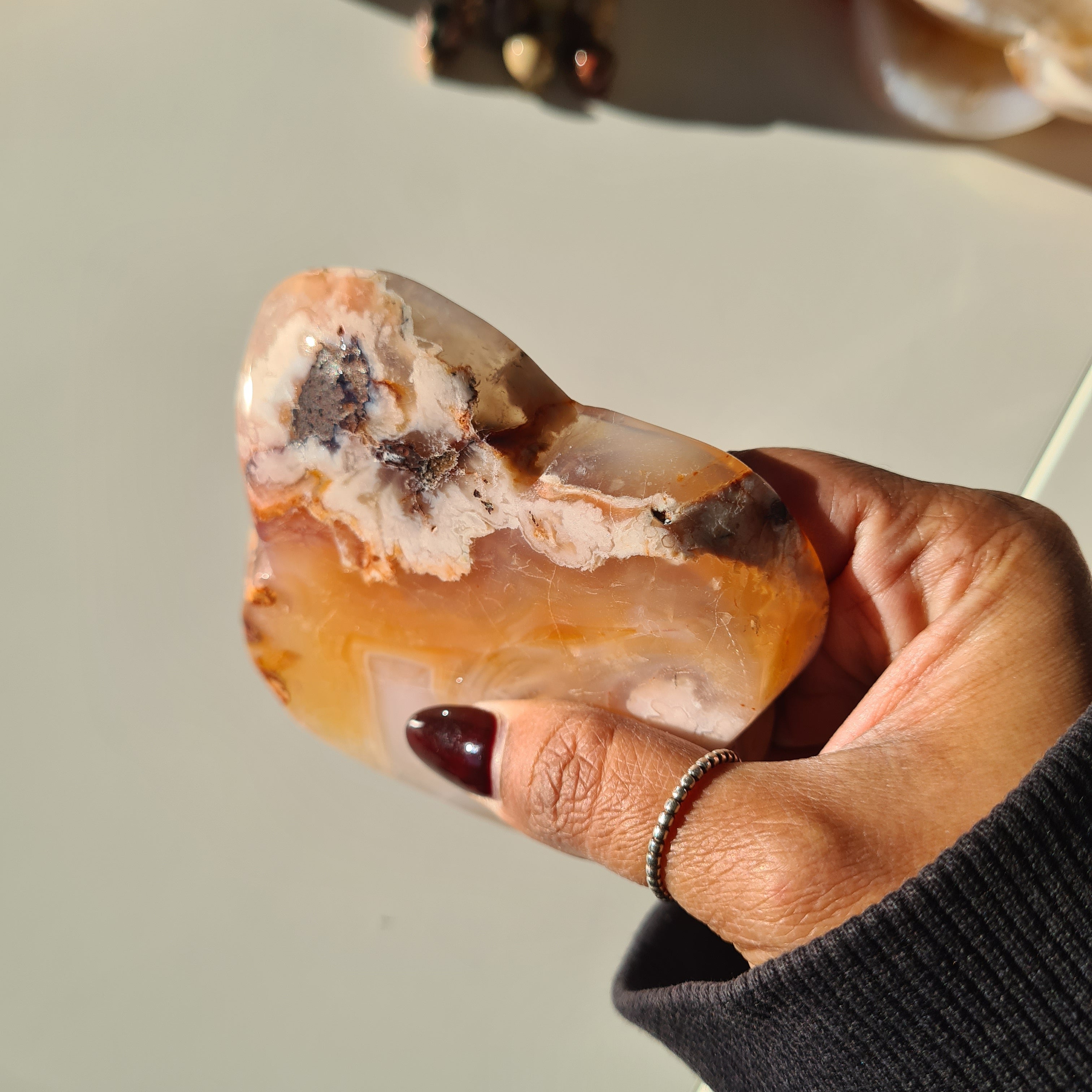 Carnelian Flower Agate Bowl | B | 9.5 cm