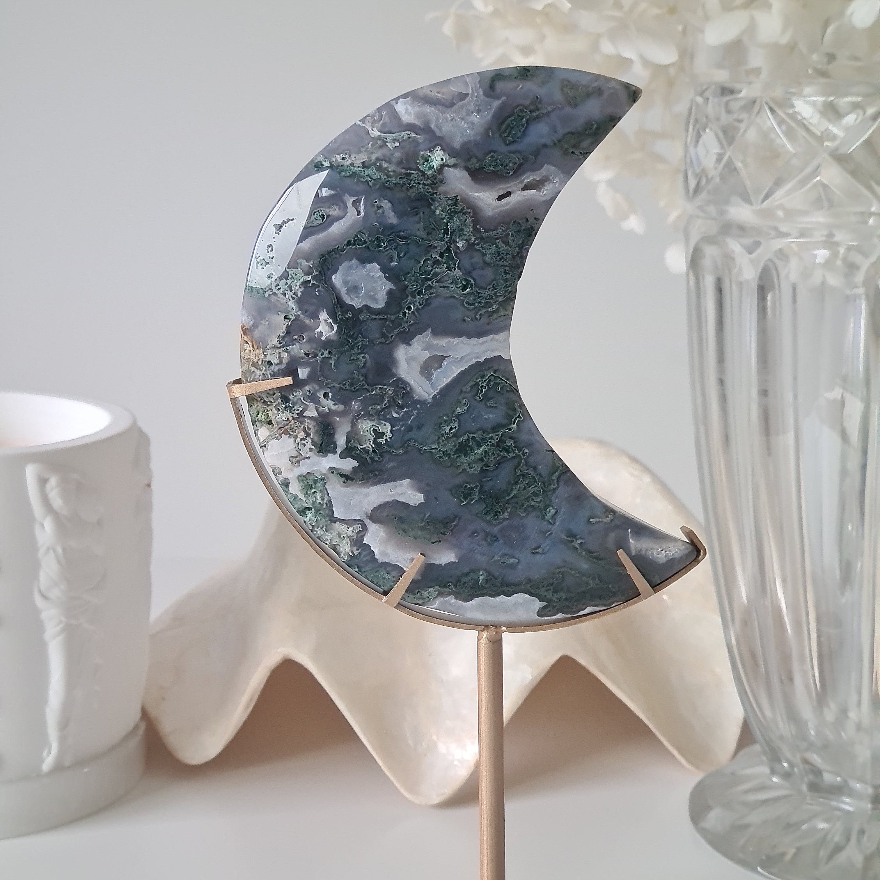 Moss Agate Luna π
