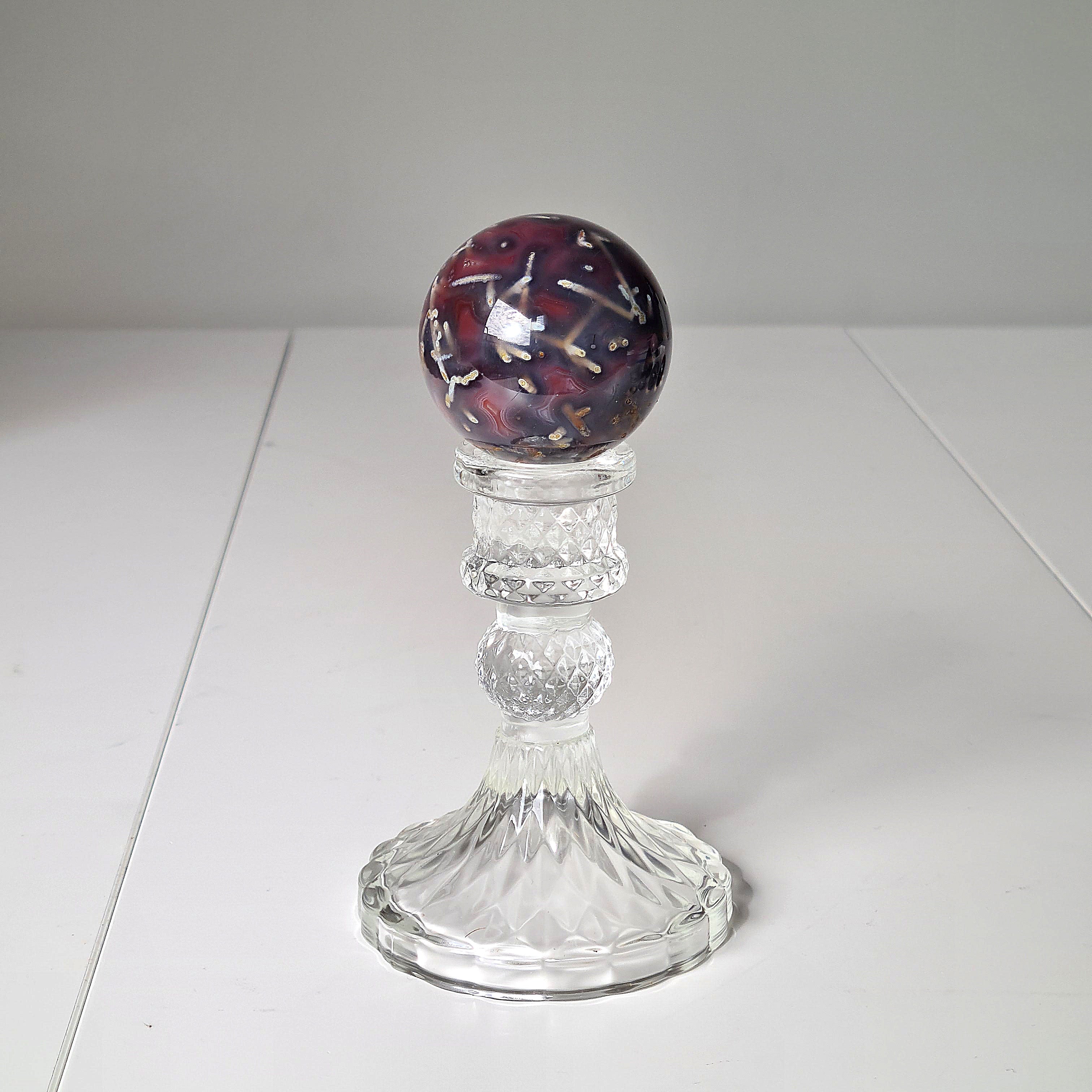 Swazi Agate Sphere with glass stand | F | 160 g | Appx 4.9 cm