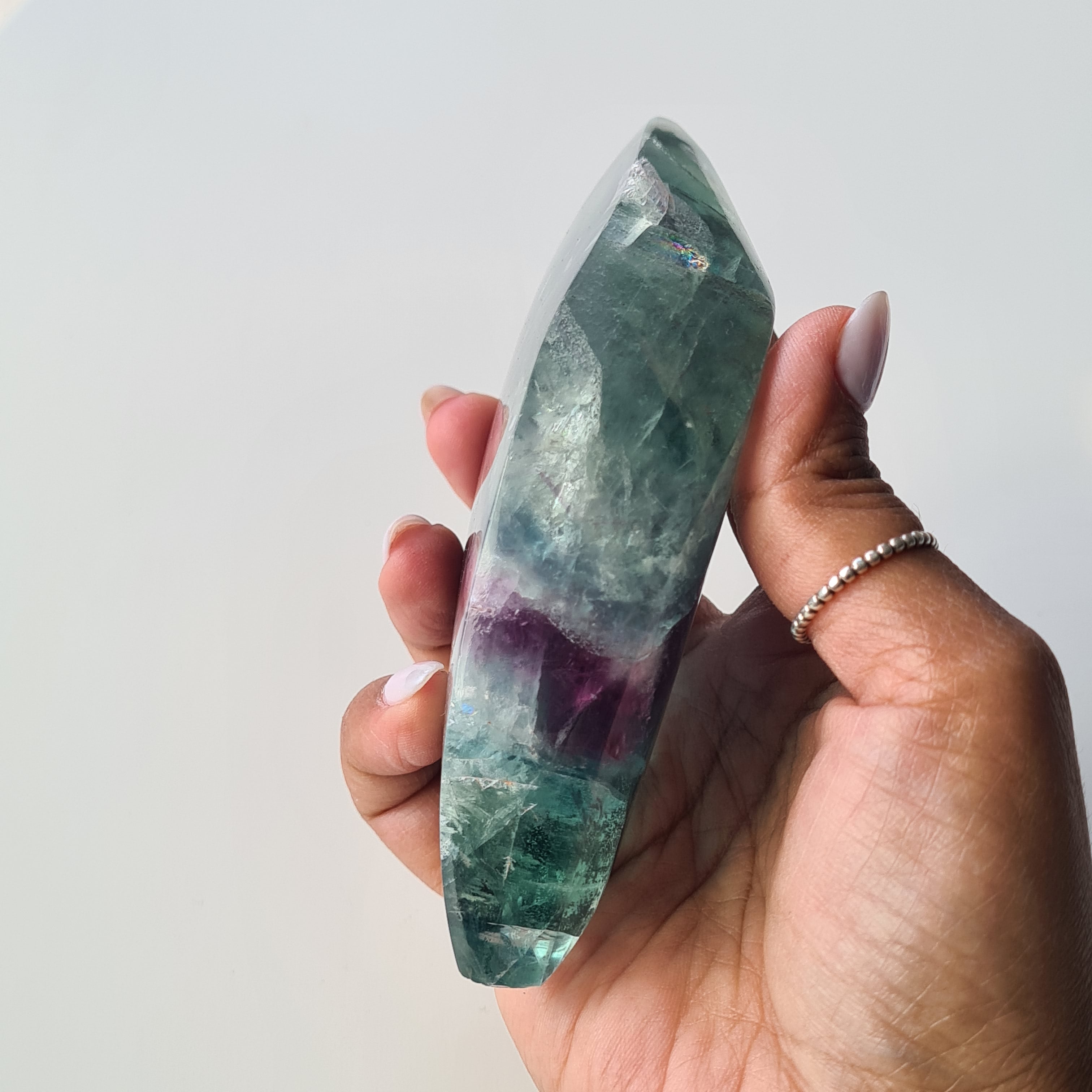 Dreamy Fluorite on Stand | Natural imperfections visible | More green in naked eyes | 19 Cm tall with stand