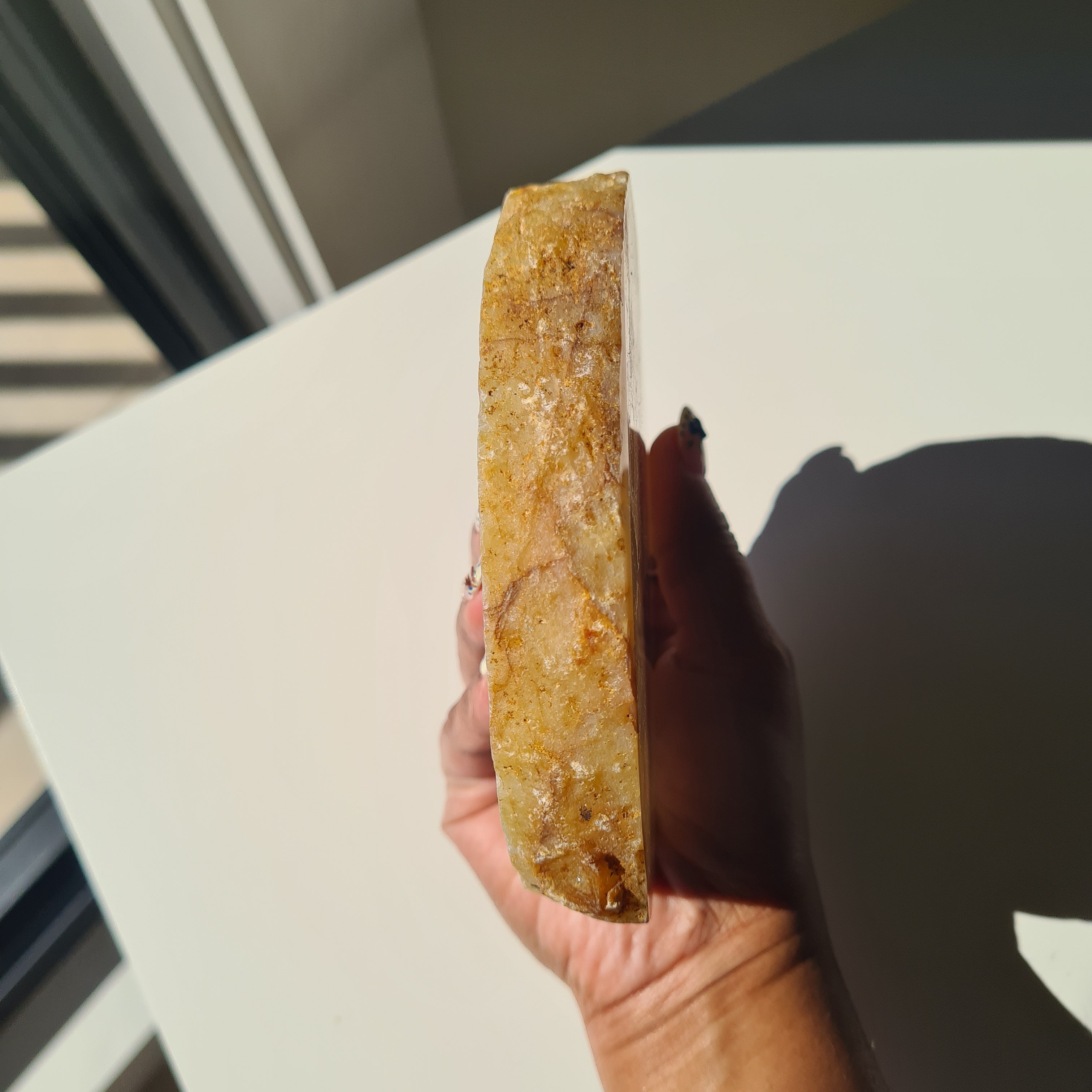 Creamy Agate Slice | One Side Polished | 500 g | 12.8 cm