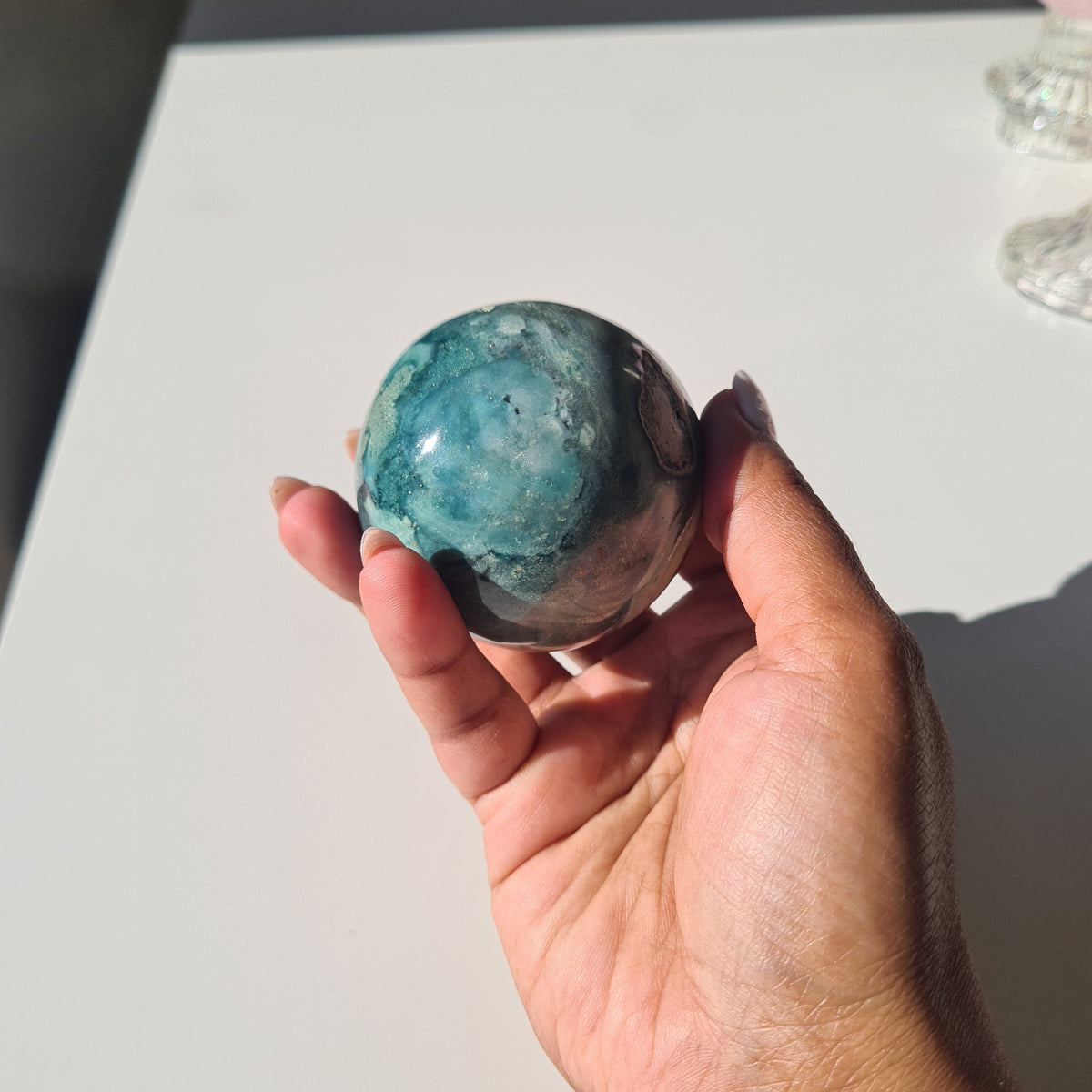 Pastel Ocean Jasper Crystal Sphere