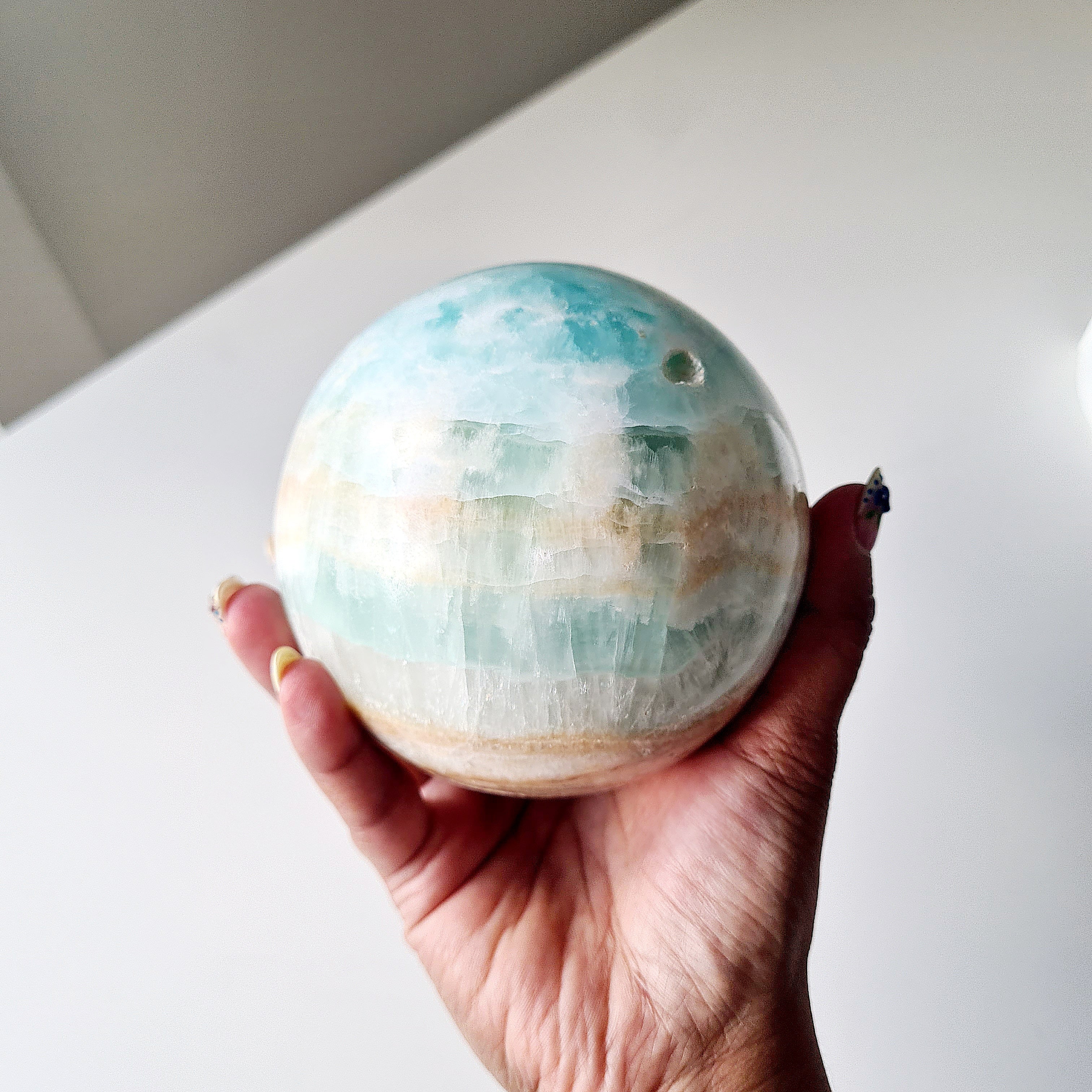 Carribean Calcite Sphere With Metal Stand | 9.6 cm | 1.4 kg