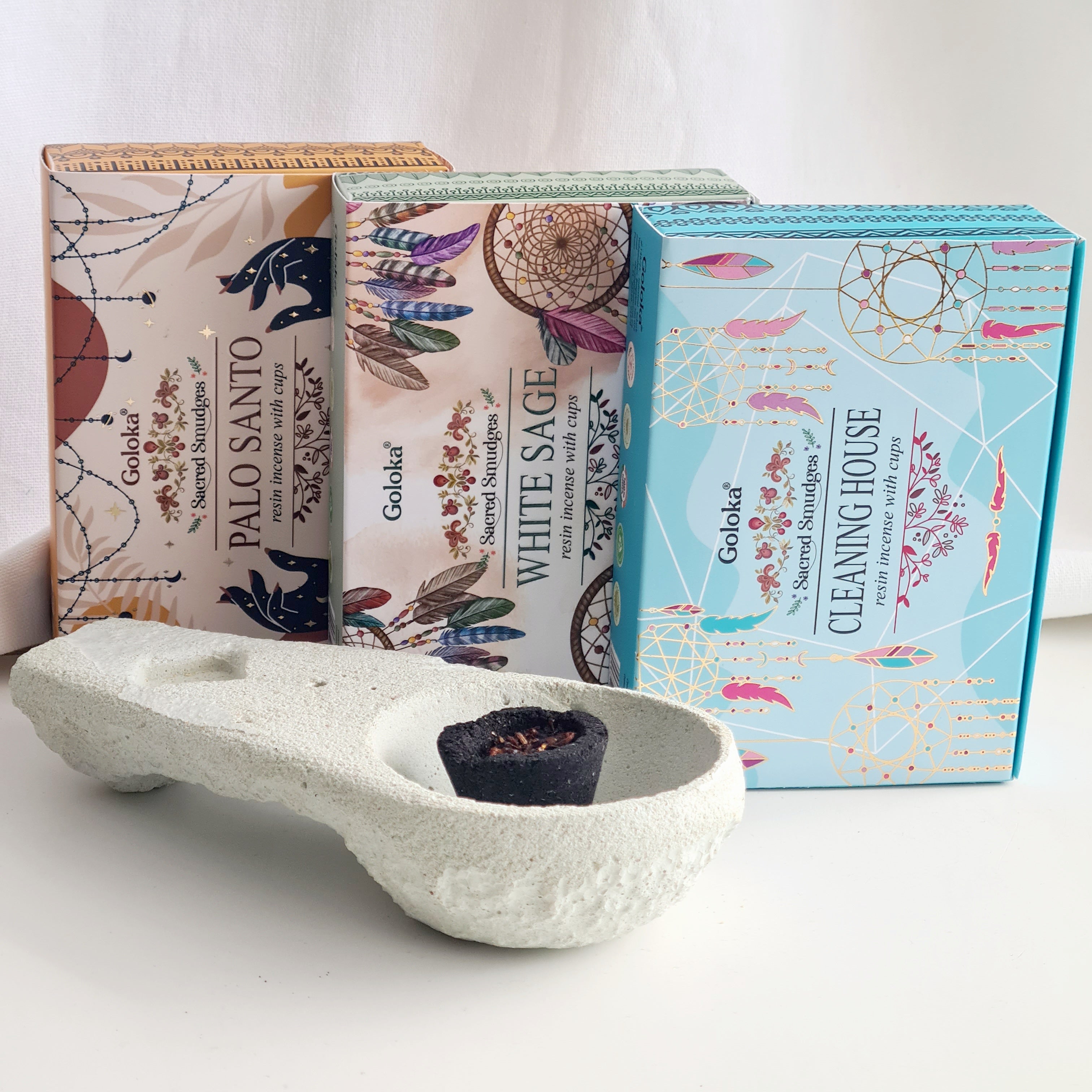 Spiritual Cleanse Set with Smudge Cups & Burner