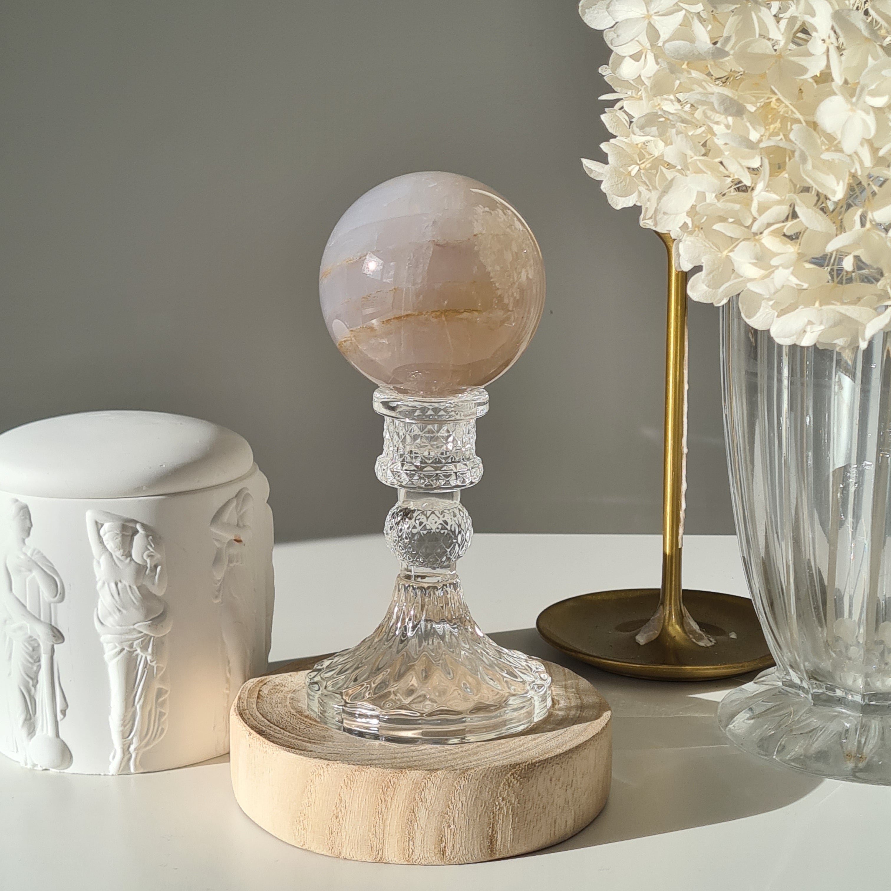 Blue Rose Quartz Sphere with stand | A | 450 g