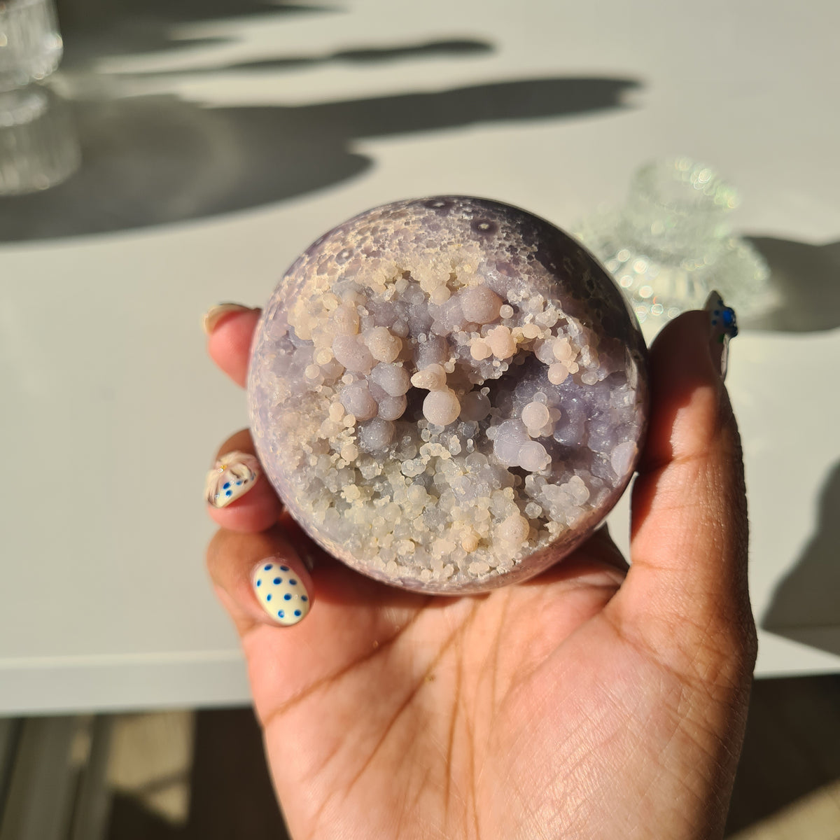 Grape Agate π Sphere With Glass Stand | D