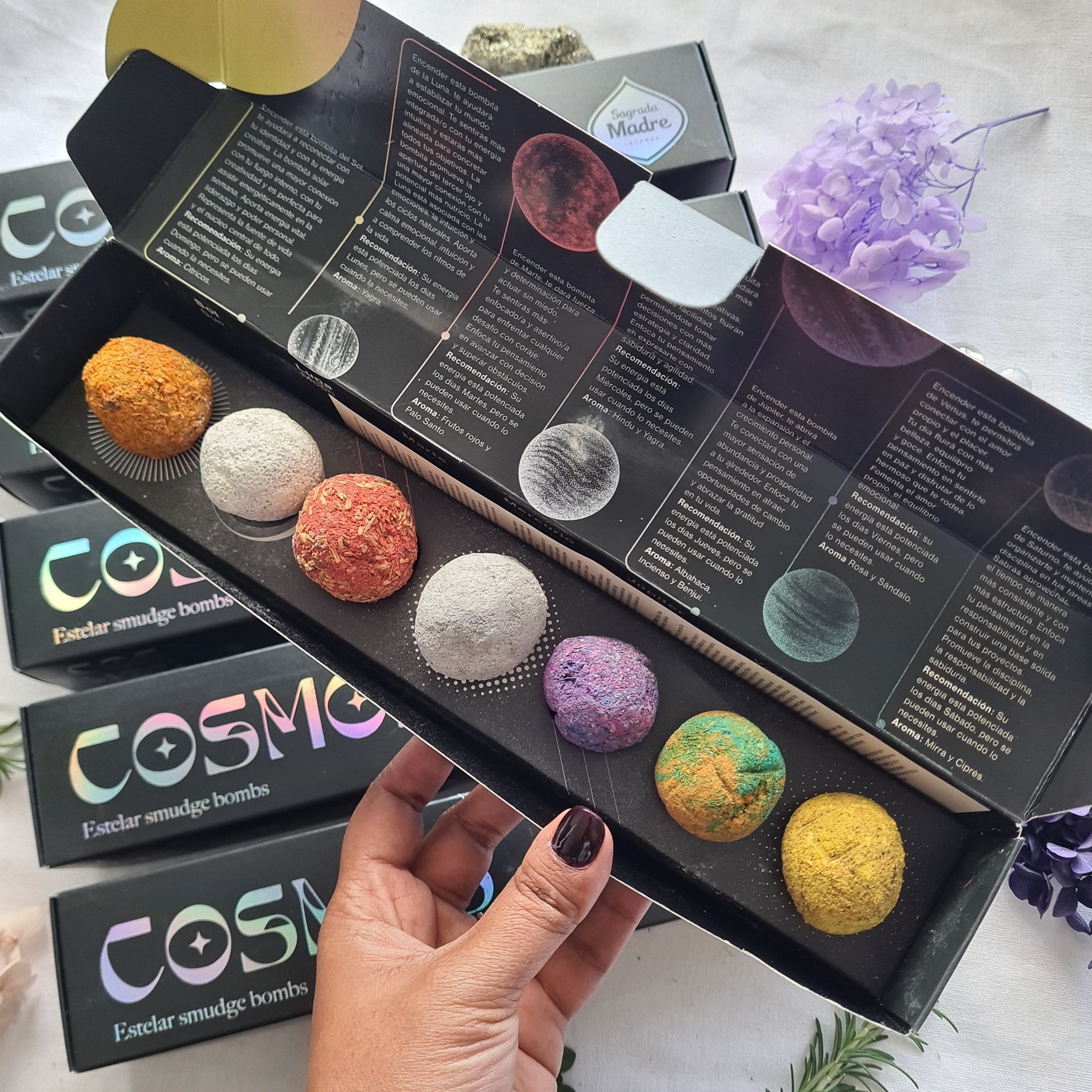 Cosmos Smudge Bombs โ Planetary Incense Set (Box of 7)