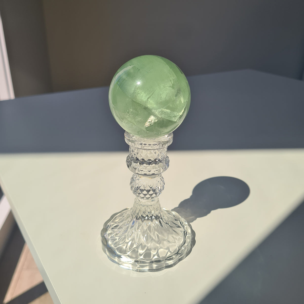 Fairy Dream Frozen Lake Fluorite Crystal Sphere With Stand | E