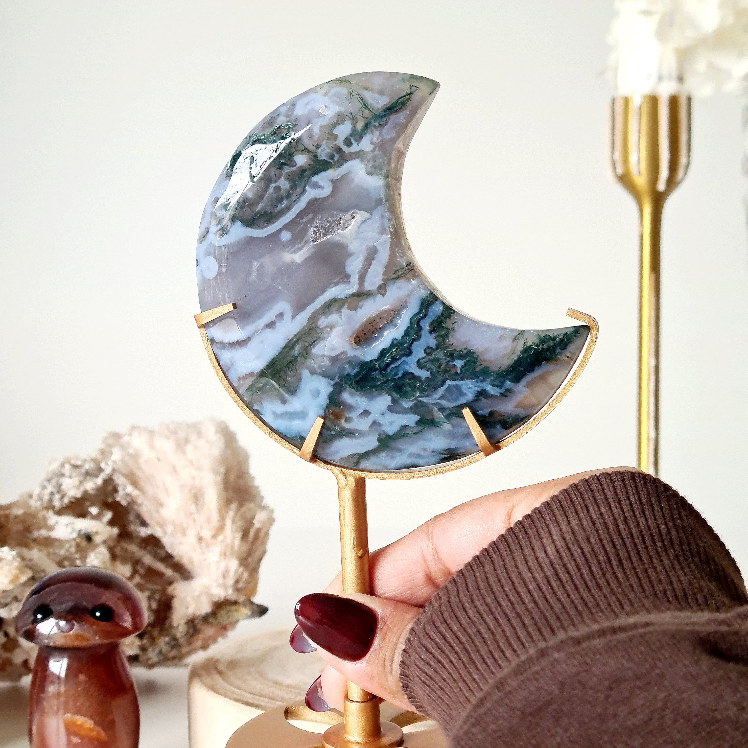 Moss Agate Luna π | 1 | 8 cm