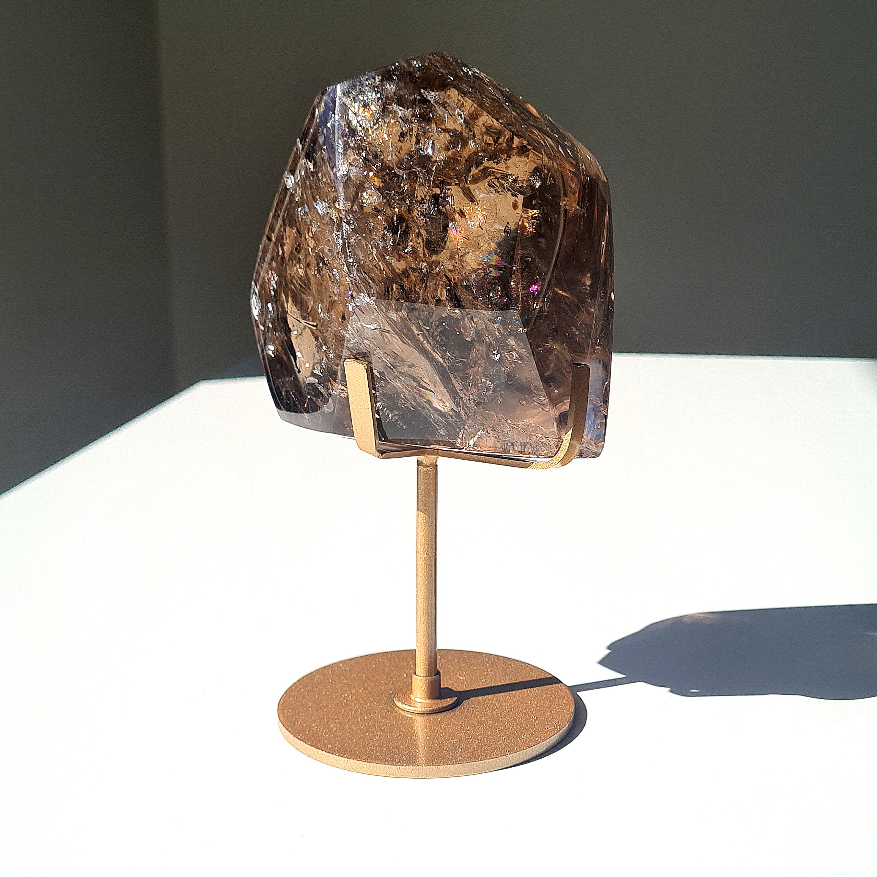 Smokey Quartz Crystal Polished Free Form | Custom Stand | 900 g | 9.3x8.3 cm crystal