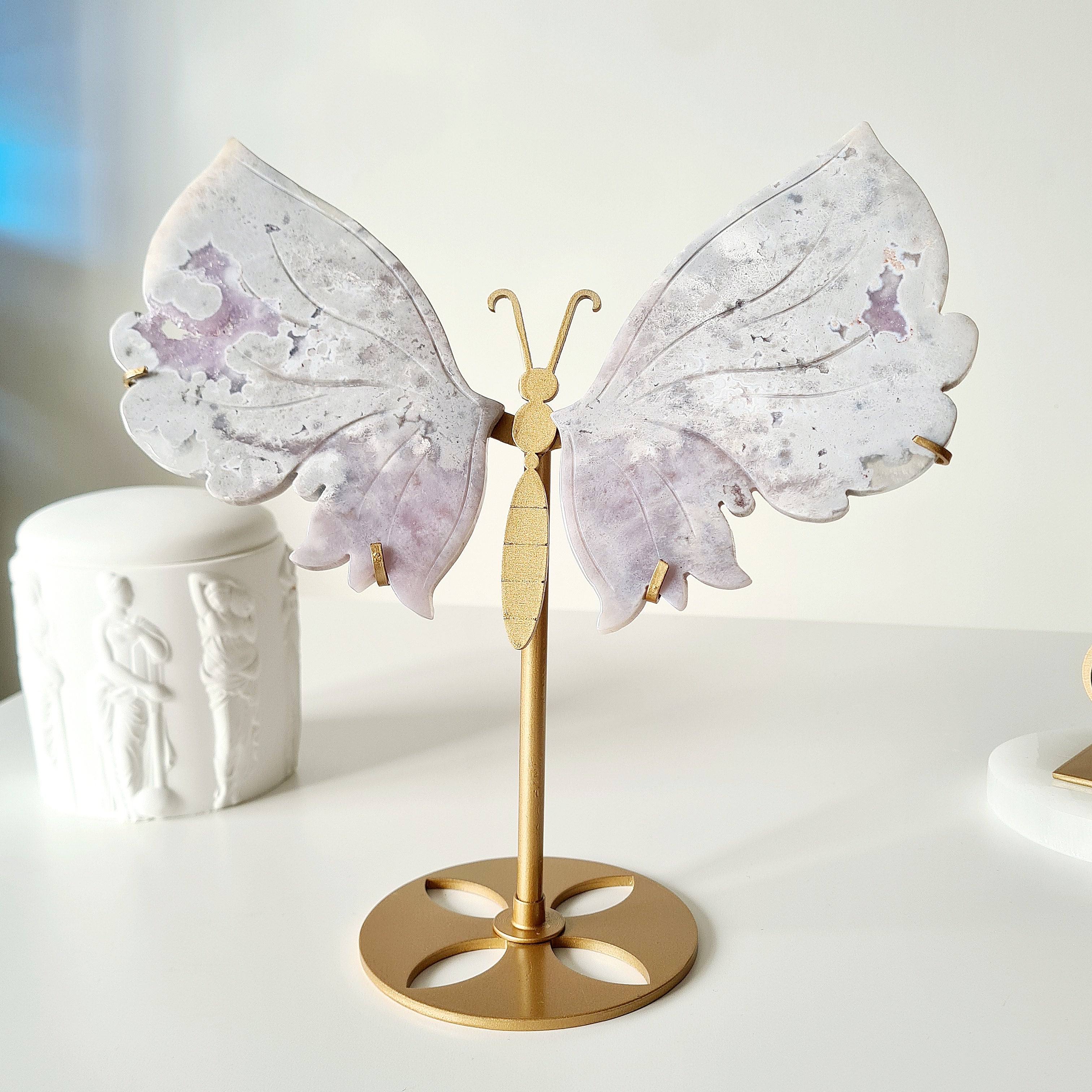 Flower Agate Butterfly π¦ | 23 cm tall with stand