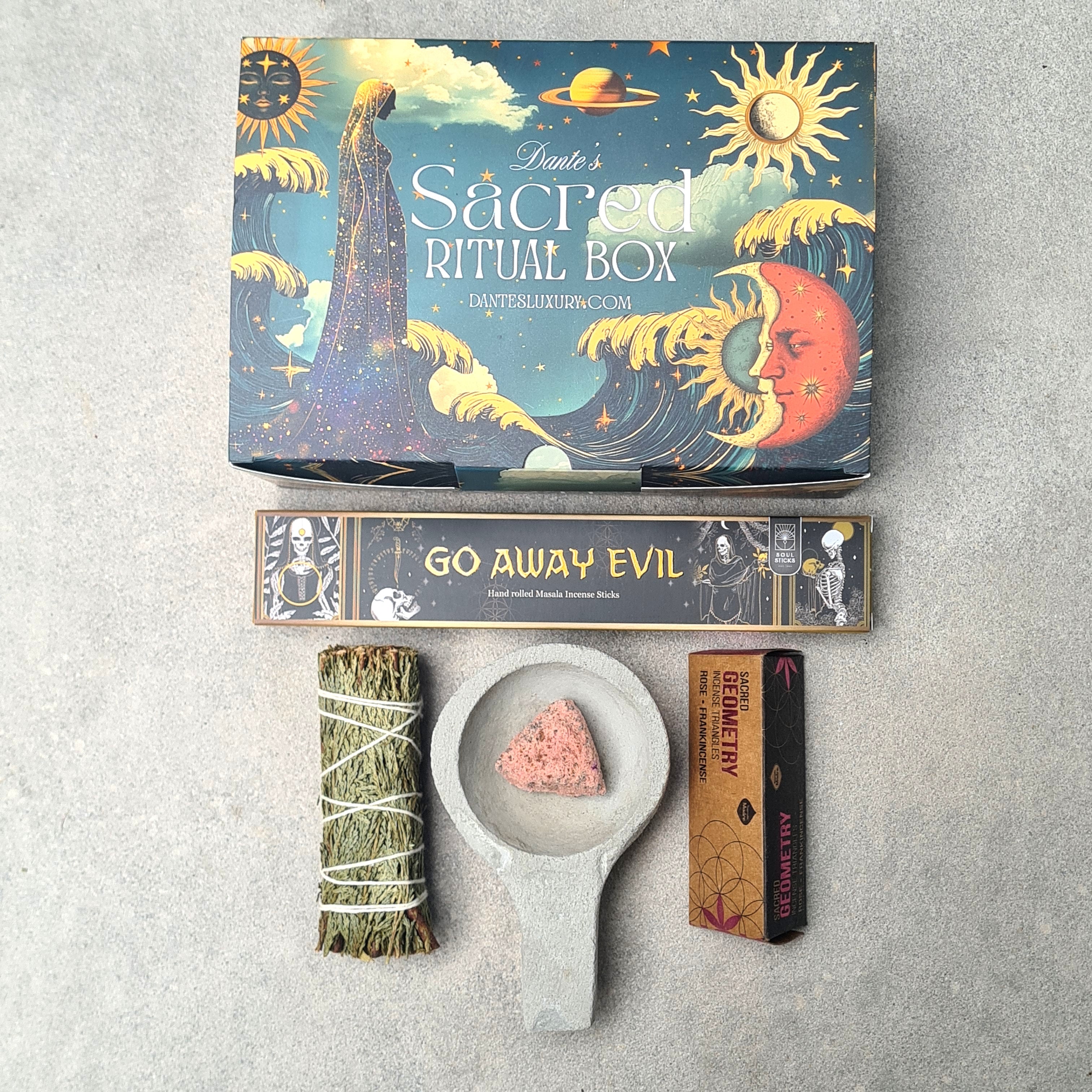 Sacred Cedar Cleansing Ritual Kit – Smudge Stick, Handmade Burner & Protective Incense Set