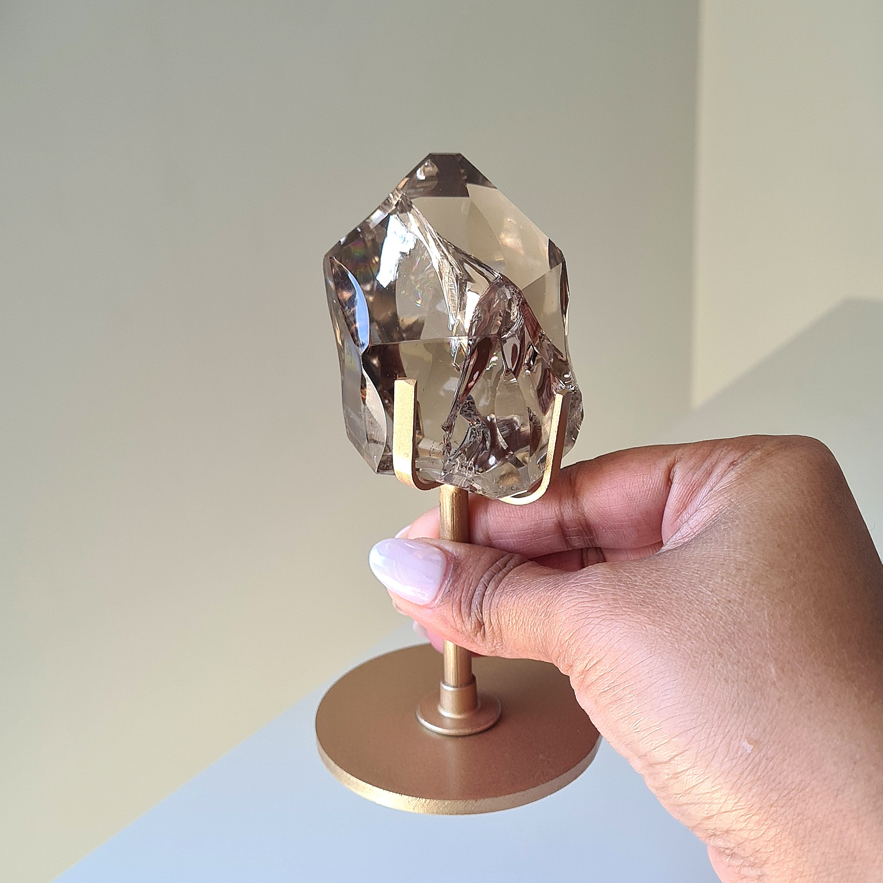 Gemmy Smokey Quartz on Custom Stand | Appx 6 cm gem