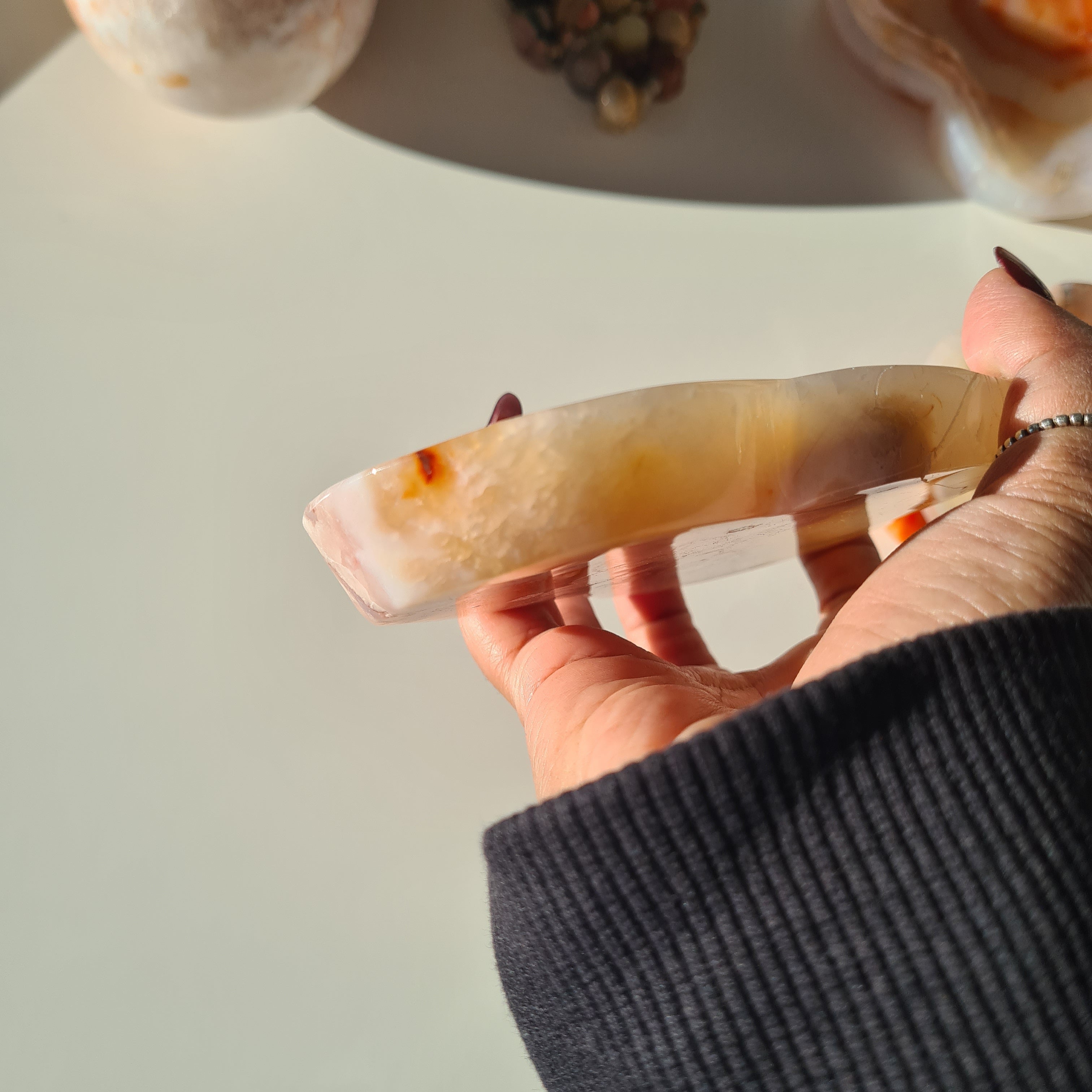 Carnelian Flower Agate Bowl | E | 13.5 cm
