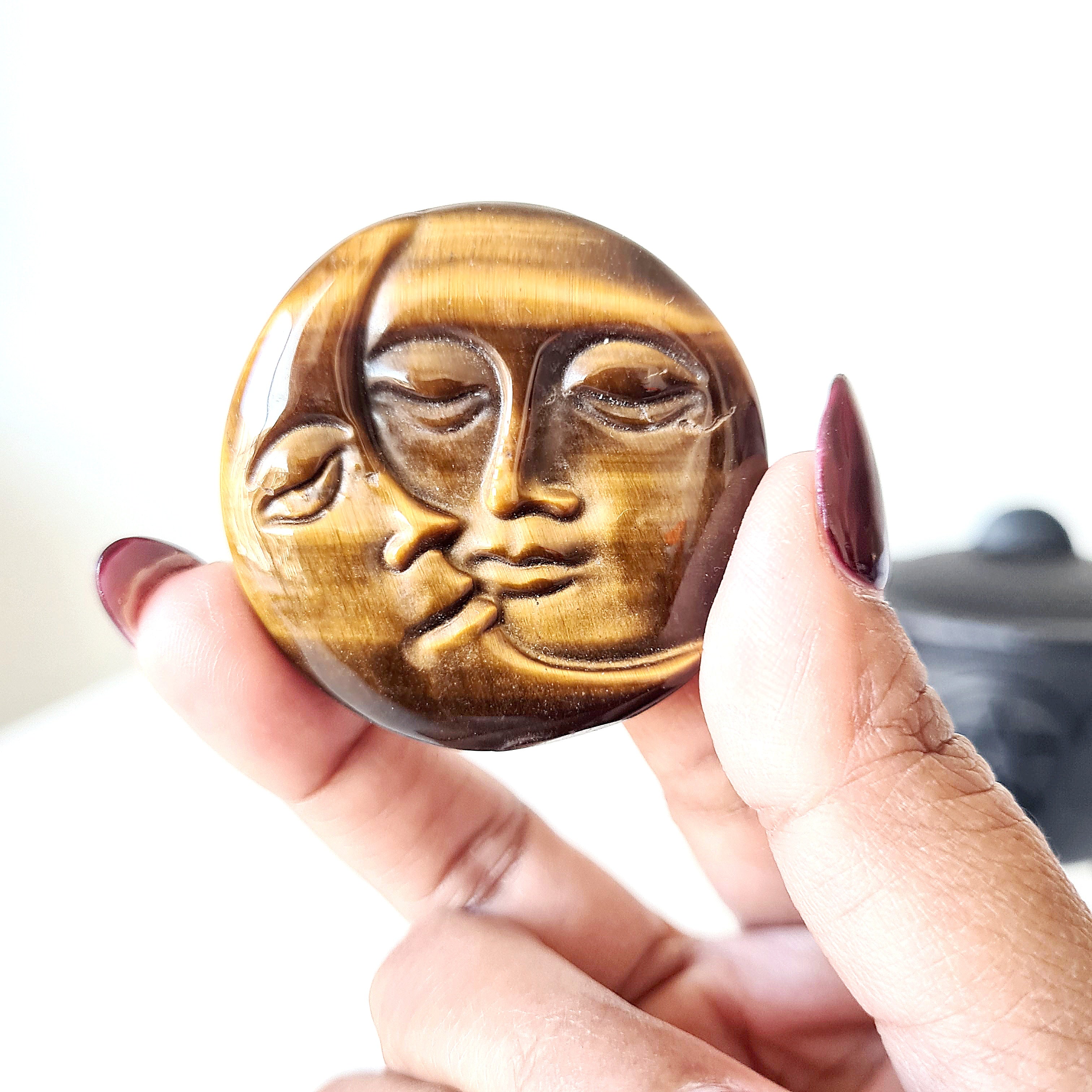Tiger's Eye Sun Moon Coin | B