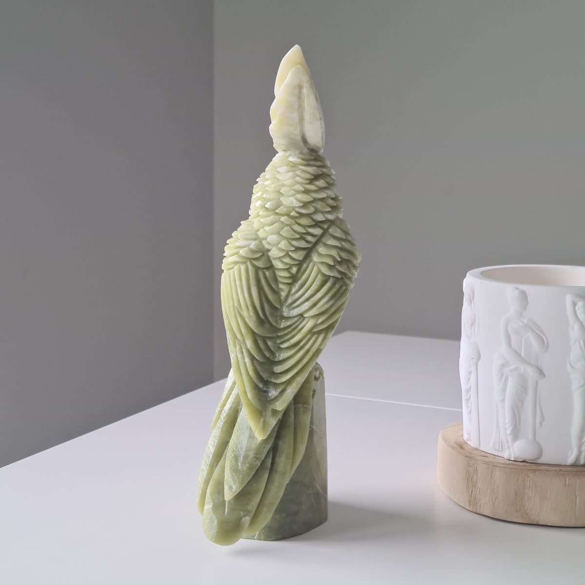 Jade Crystal Bird | Piece A | Handcarved | 23.8 cm tall