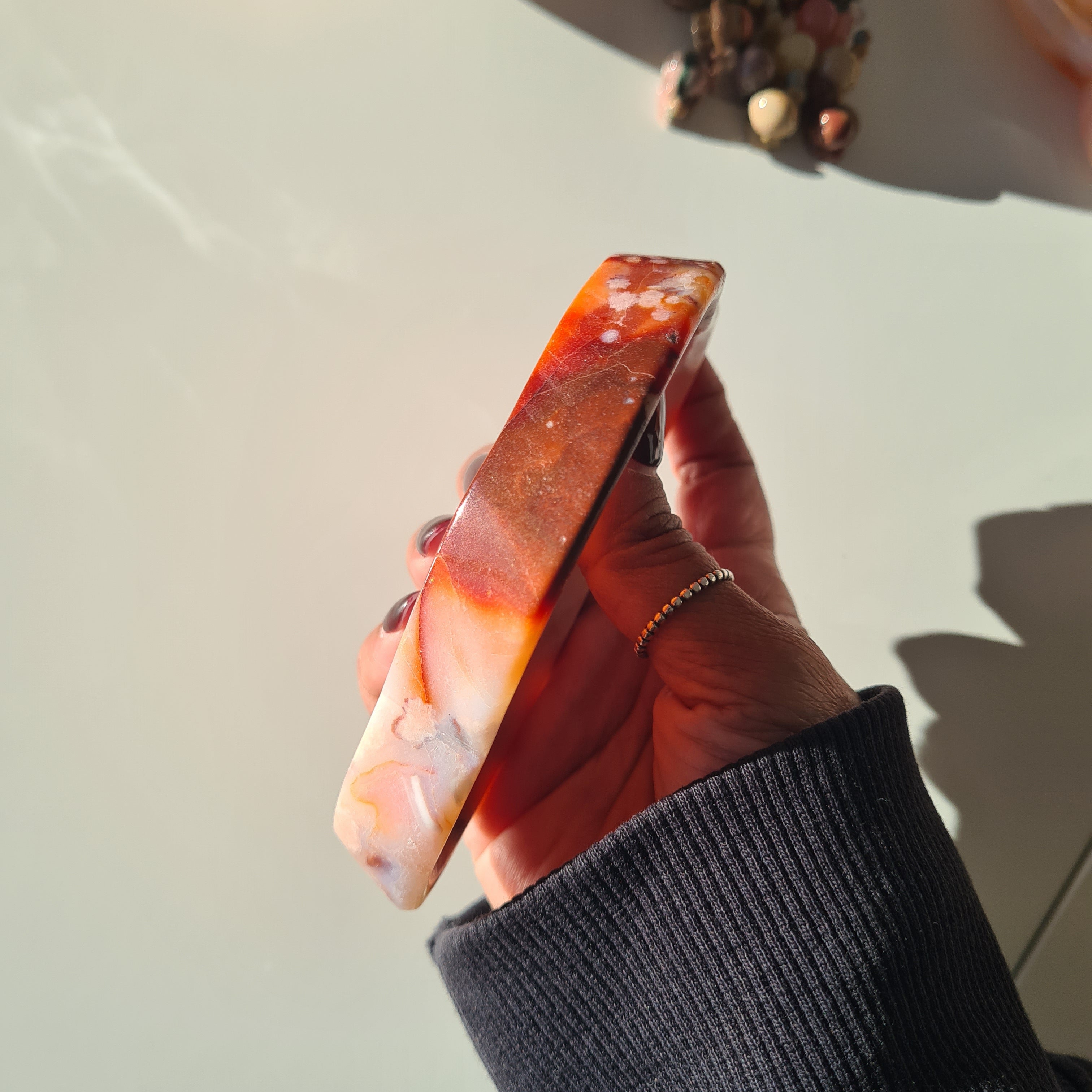 Carnelian Flower Agate Bowl | C | 12 cm