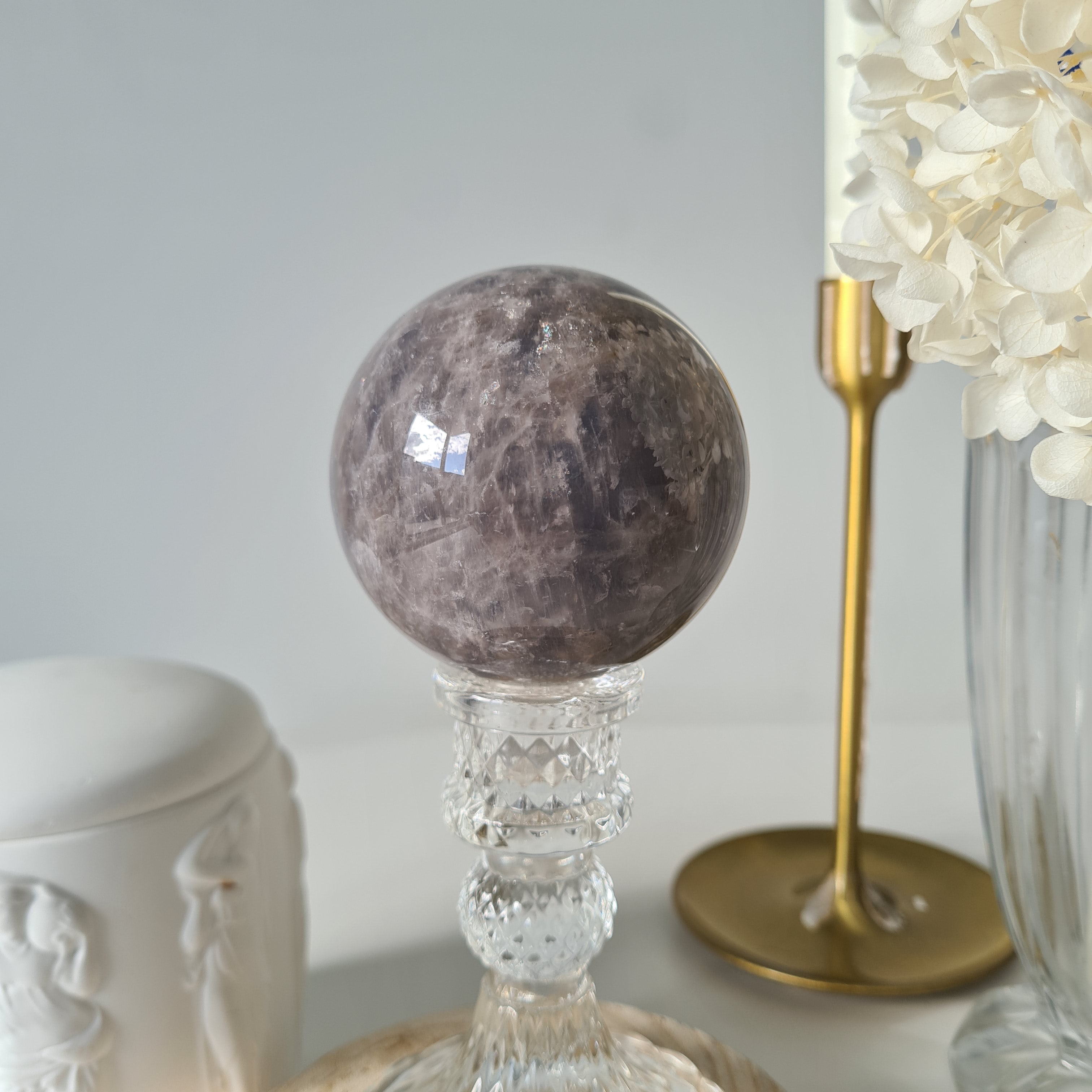 Blue Rose Quartz Sphere with stand | C | 430 g